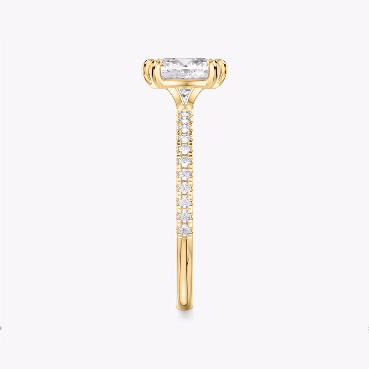 The Signature 6 Prong | Cushion | 18k | Yellow Gold | bandAccent: Pavé | bandWidth: standard | hiddenHalo: no | diamondOrientation: vertical | caratWeight: other