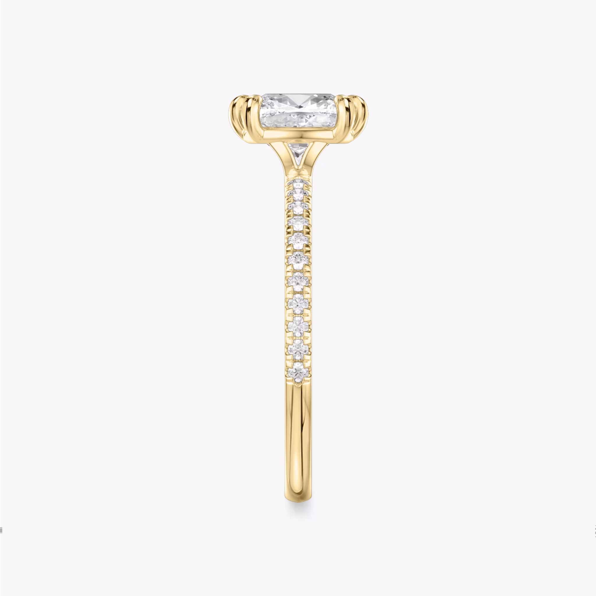 The Signature 6 Prong | Cushion | 18k | Yellow Gold | bandAccent: Pavé | bandWidth: standard | hiddenHalo: no | diamondOrientation: vertical | caratWeight: other