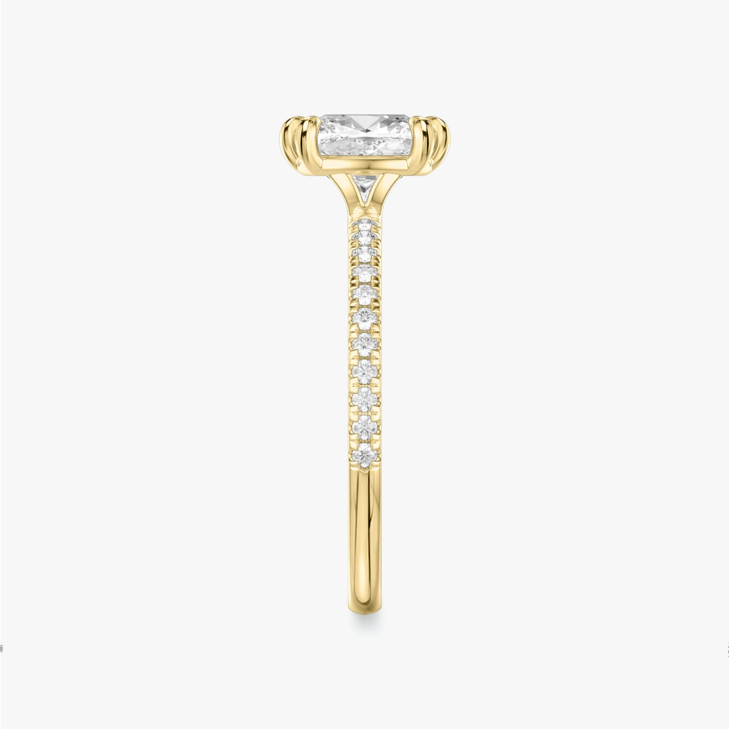 The Signature 6 Prong | Cushion | 18k | Yellow Gold | bandAccent: Pavé | bandWidth: standard | hiddenHalo: no | diamondOrientation: vertical | caratWeight: other