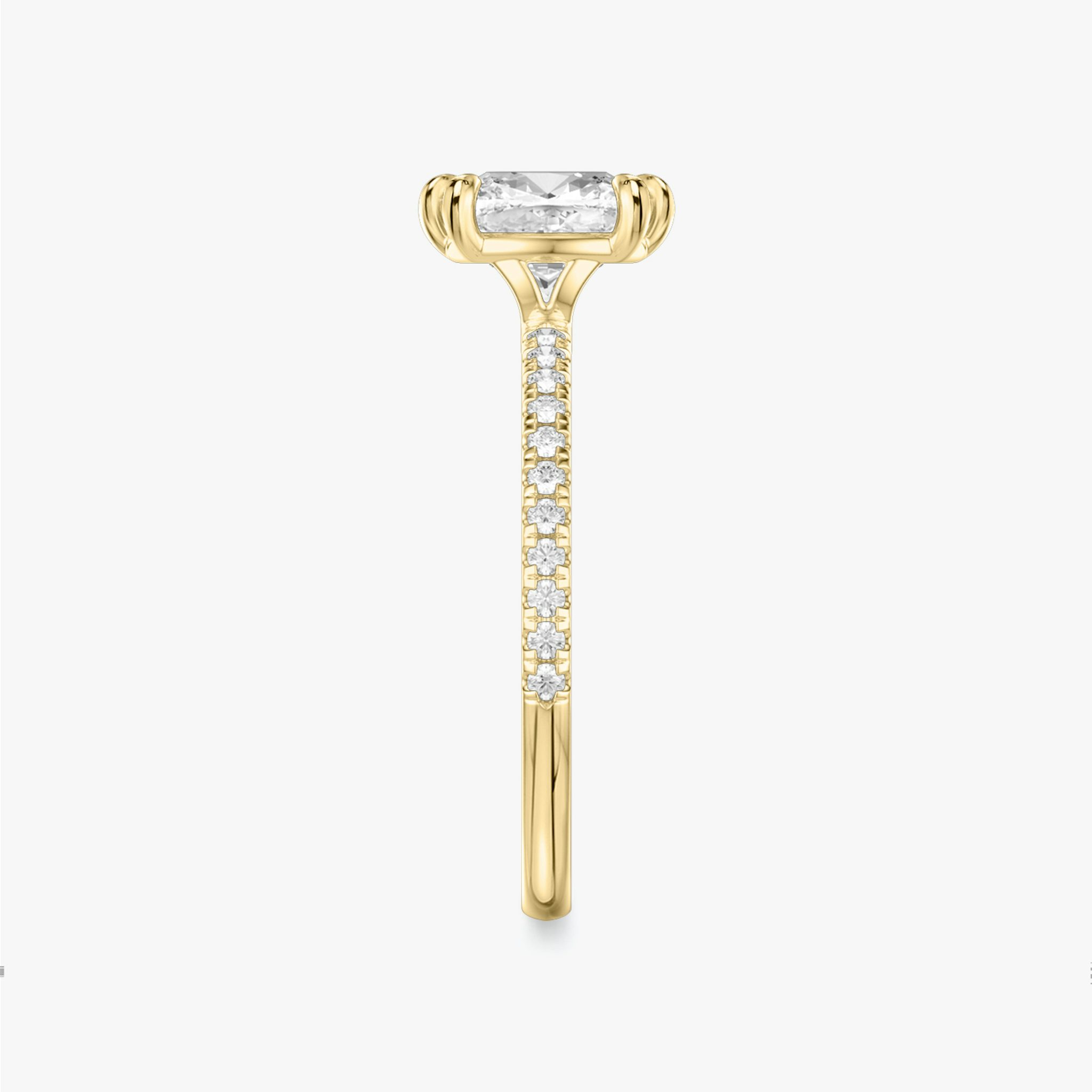 The Signature 6 Prong | Cushion | 18k | Yellow Gold | bandAccent: Pavé | bandWidth: standard | hiddenHalo: no | diamondOrientation: vertical | caratWeight: other