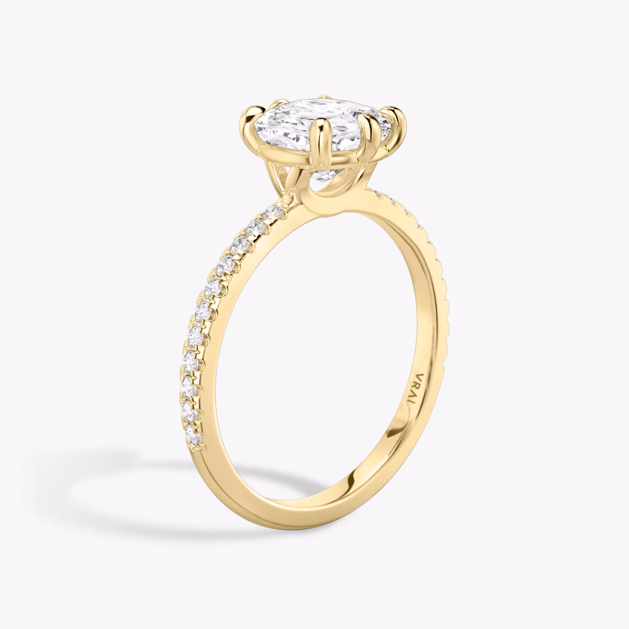 The Signature 6 Prong | Cushion | 18k | Yellow Gold | bandAccent: Pavé | bandWidth: standard | hiddenHalo: no | diamondOrientation: vertical | caratWeight: other