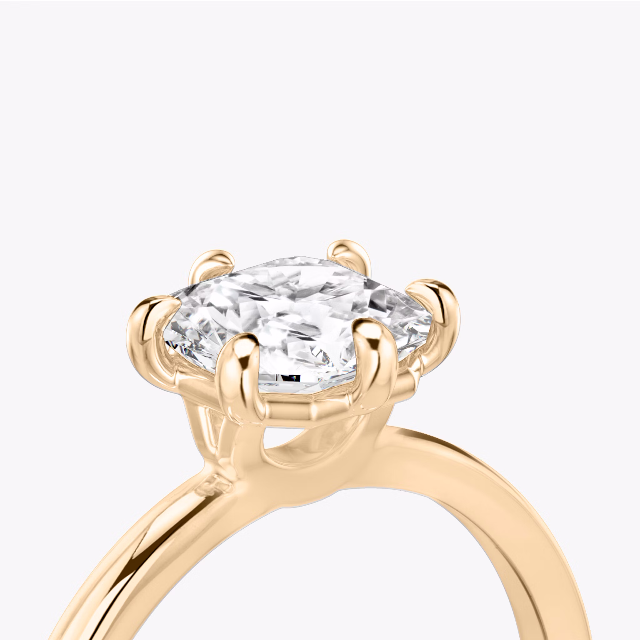 The Signature 6 Prong | Asscher | 14k | Rose Gold | bandAccent: Plain | bandWidth: standard | hiddenHalo: no | diamondOrientation: vertical | caratWeight: other
