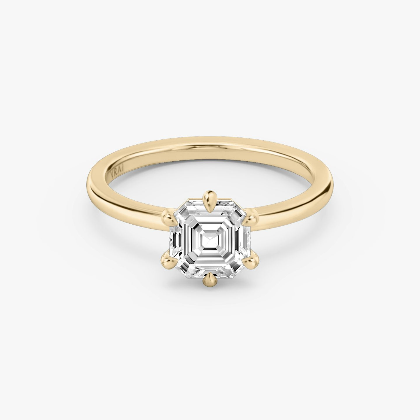 Signature 6 Prong | Asscher | 14k | Roségold | bandAccent: Ohne Pavé-Besatz | bandWidth: standard | hiddenHalo: no | diamondOrientation: vertical | caratWeight: other