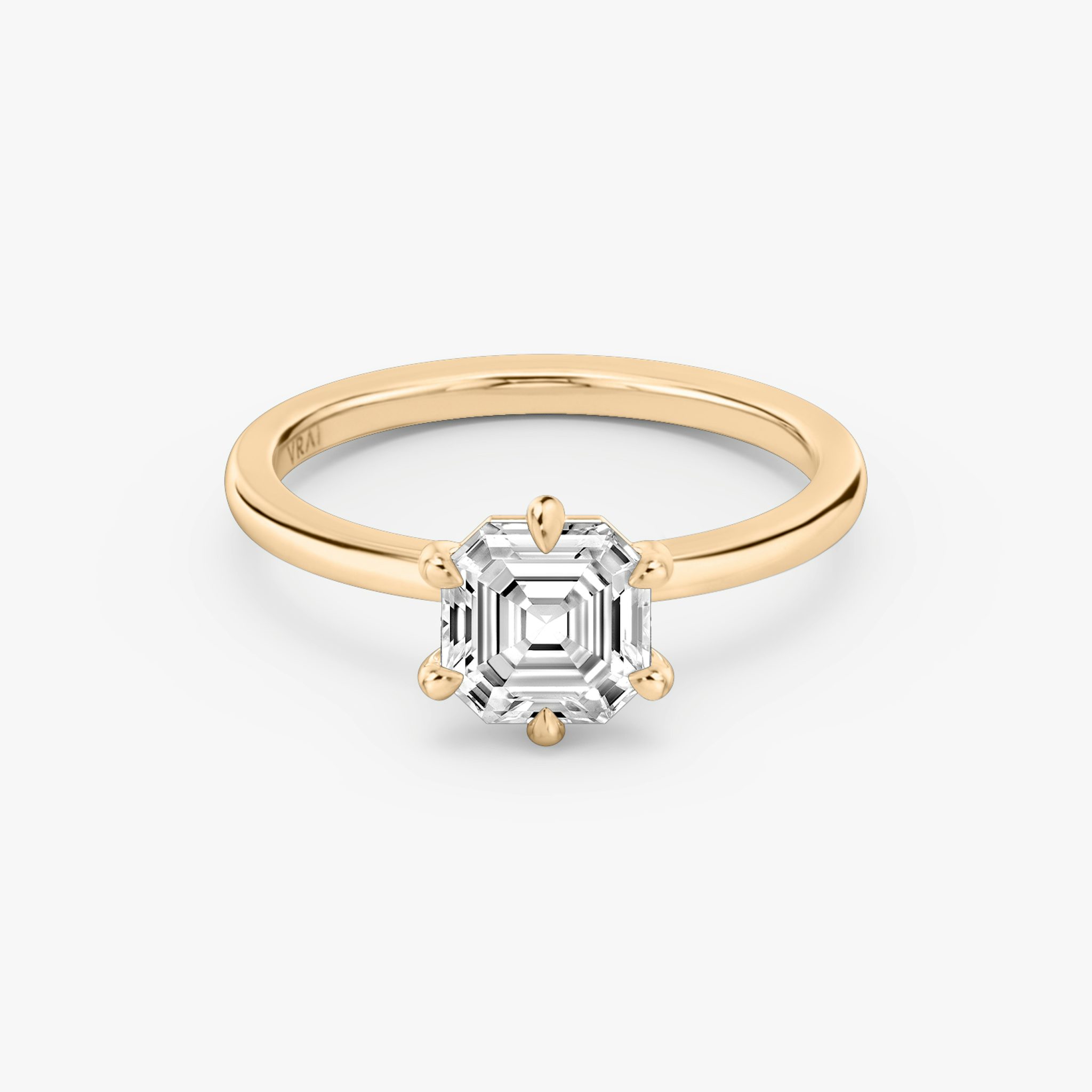 The Signature 6 Prong | Asscher | 14k | Rose Gold | bandAccent: Plain | bandWidth: standard | hiddenHalo: no | diamondOrientation: vertical | caratWeight: other