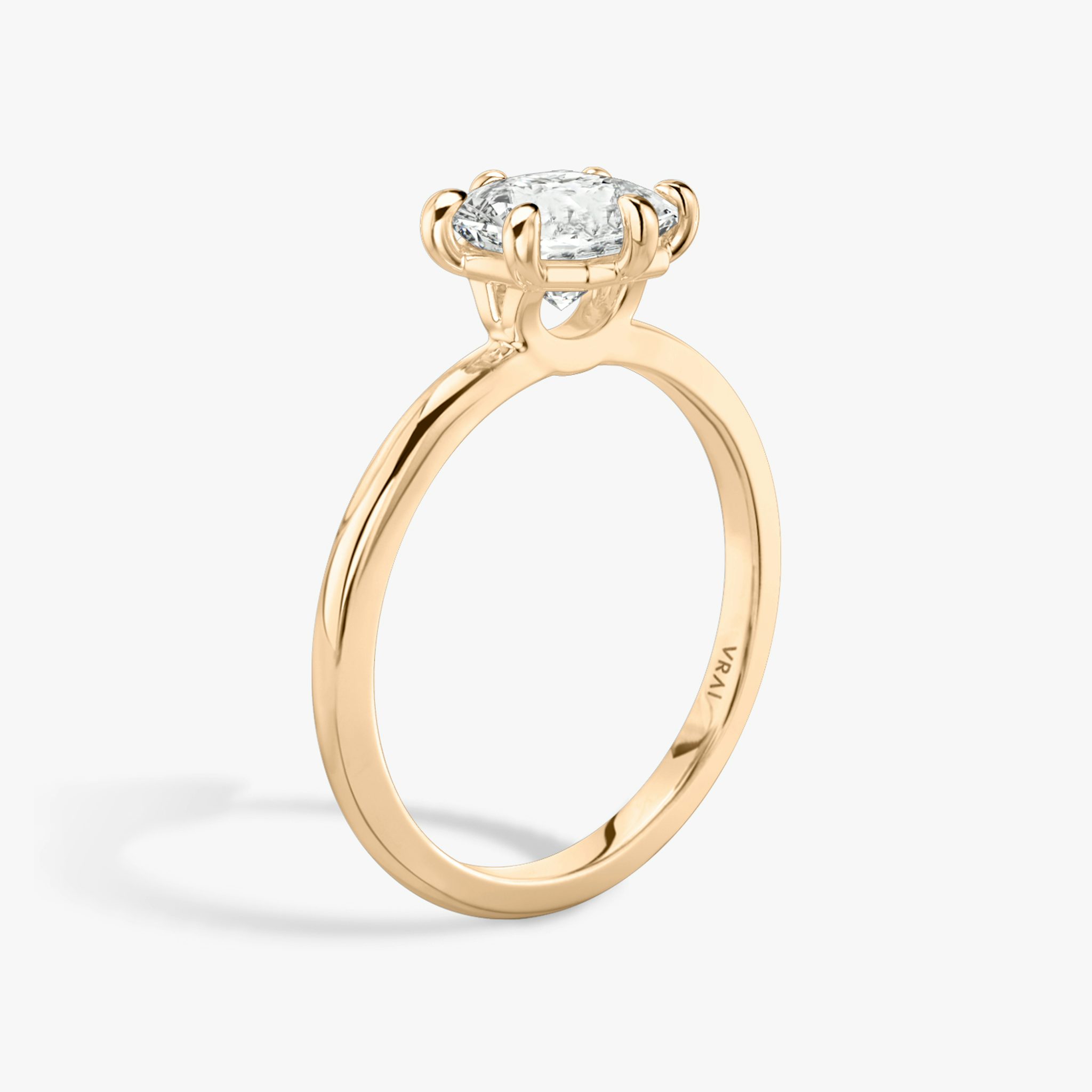The Signature 6 Prong | Asscher | 14k | Rose Gold | bandAccent: Plain | bandWidth: standard | hiddenHalo: no | diamondOrientation: vertical | caratWeight: other