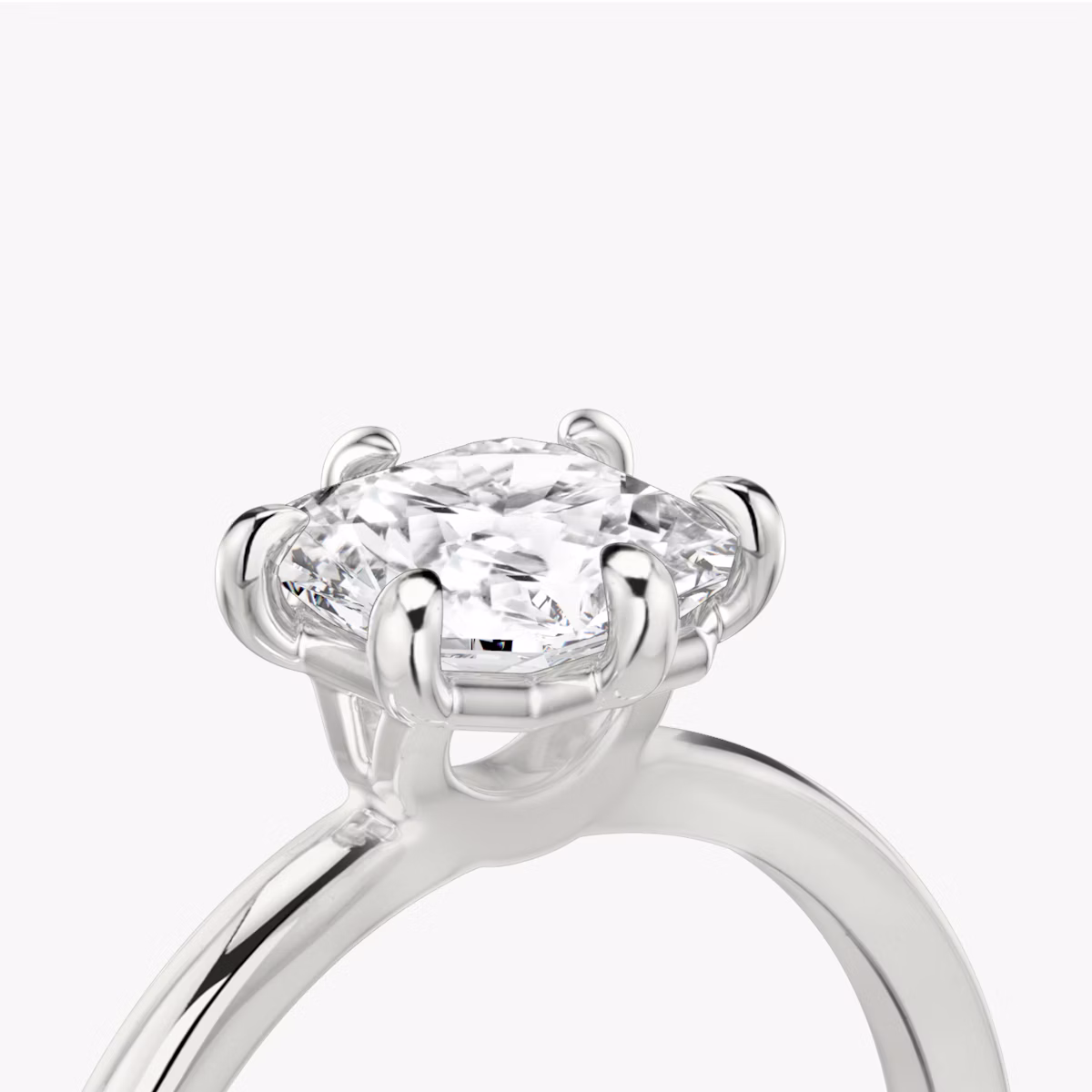The Signature 6 Prong | Asscher | Platinum | bandAccent: Plain | bandWidth: standard | hiddenHalo: no | diamondOrientation: vertical | caratWeight: other