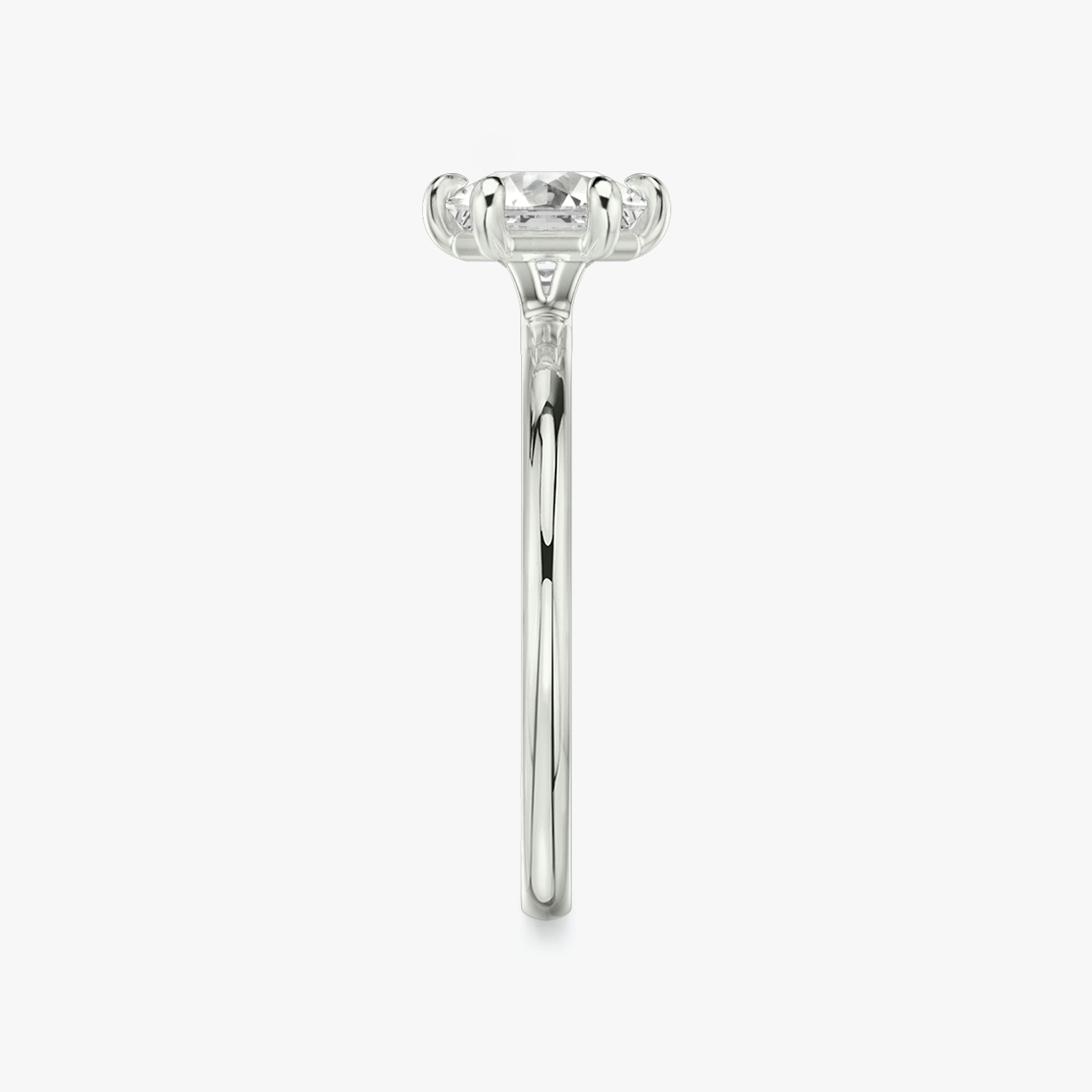 The Signature 6 Prong | Asscher | 18k | White Gold | bandAccent: Plain | bandWidth: standard | hiddenHalo: no | diamondOrientation: vertical | caratWeight: other