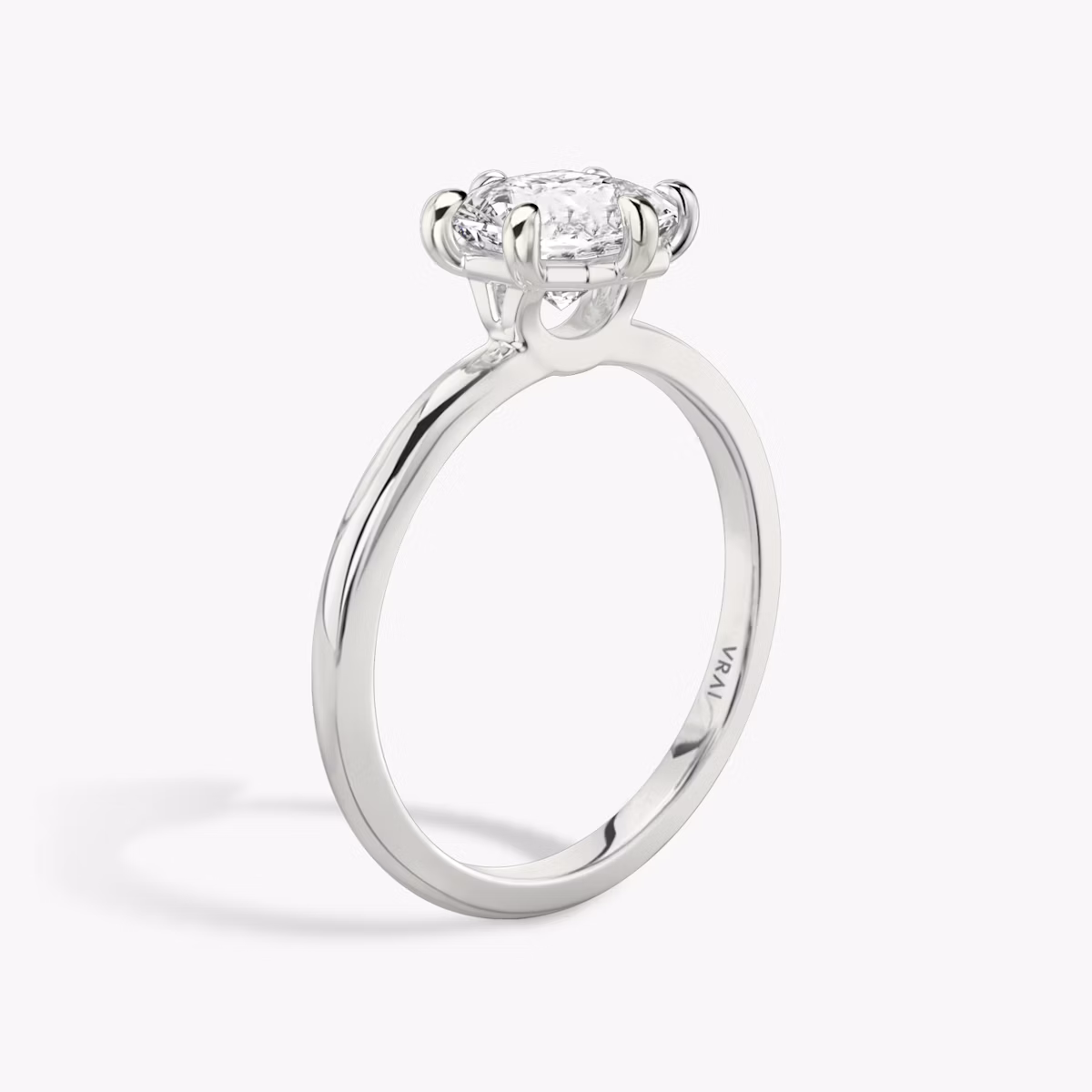 The Signature 6 Prong | Asscher | Platinum | bandAccent: Plain | bandWidth: standard | hiddenHalo: no | diamondOrientation: vertical | caratWeight: other