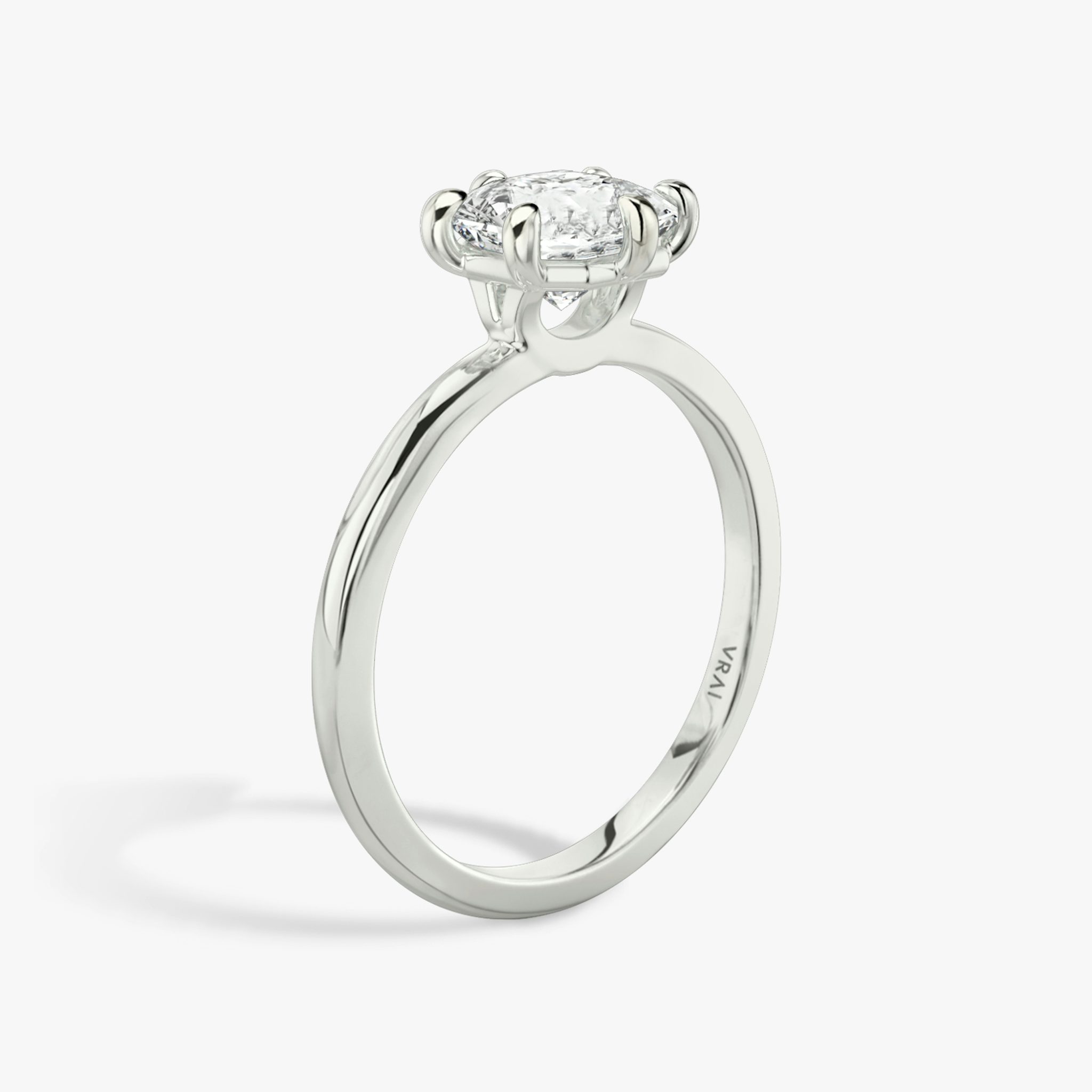 The Signature 6 Prong | Asscher | 18k | White Gold | bandAccent: Plain | bandWidth: standard | hiddenHalo: no | diamondOrientation: vertical | caratWeight: other
