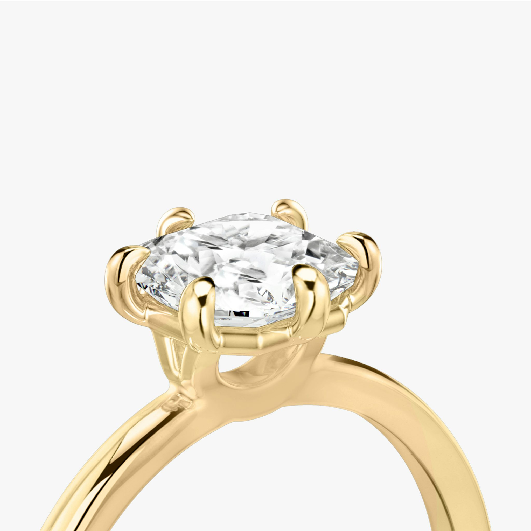 The Signature 6 Prong | Asscher | 18k | Yellow Gold | bandAccent: Plain | bandWidth: standard | hiddenHalo: no | diamondOrientation: vertical | caratWeight: other