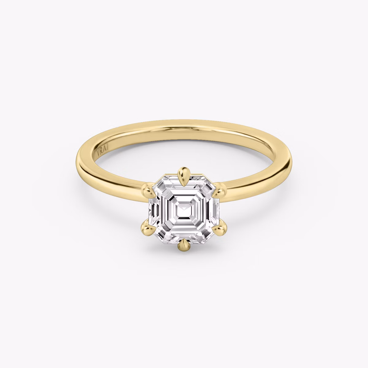 The Signature 6 Prong | Asscher | 18k | Yellow Gold | bandAccent: Plain | bandWidth: standard | hiddenHalo: no | diamondOrientation: vertical | caratWeight: other
