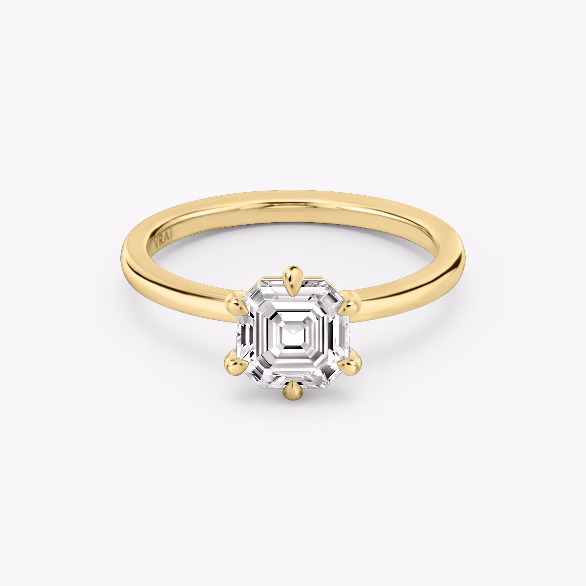 The Signature 6 Prong | Asscher | 18k | Yellow Gold | bandAccent: Plain | bandWidth: standard | hiddenHalo: no | diamondOrientation: vertical | caratWeight: other