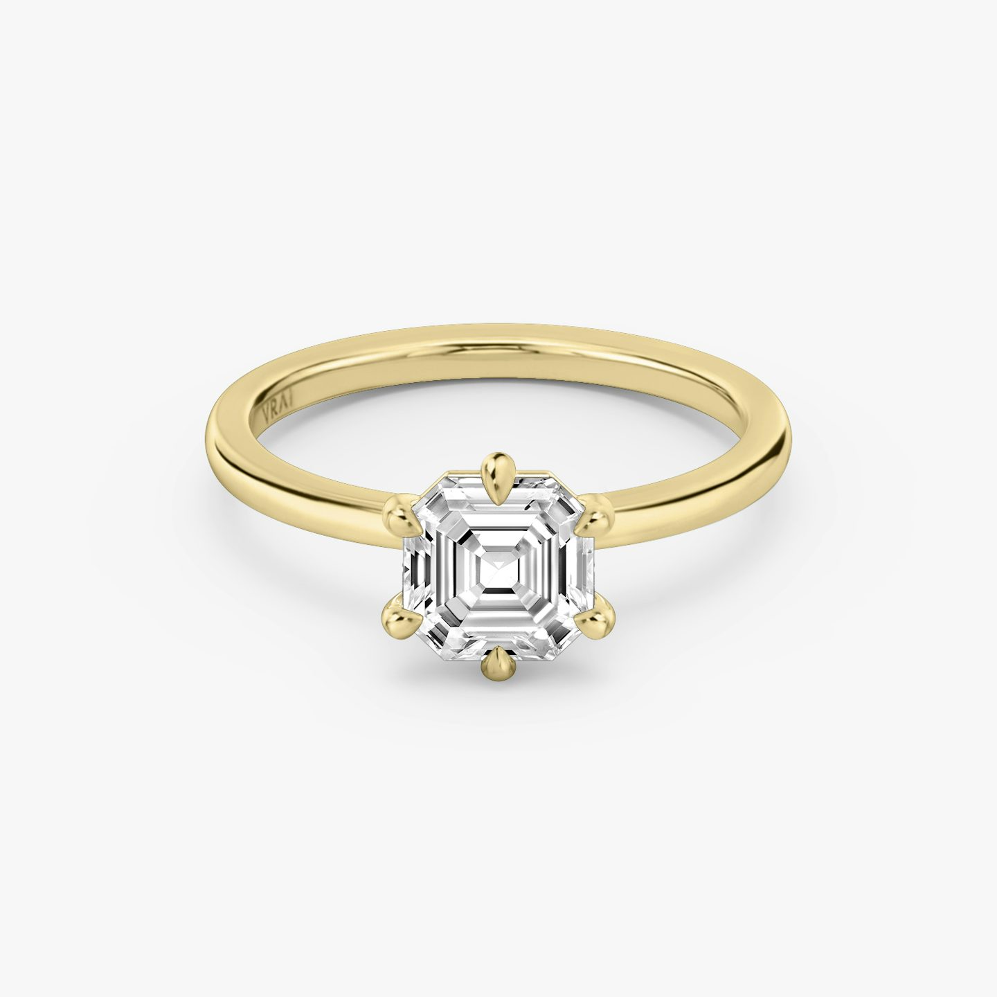 The Signature 6 Prong | Asscher | 18k | Yellow Gold | bandAccent: Plain | bandWidth: standard | hiddenHalo: no | diamondOrientation: vertical | caratWeight: other