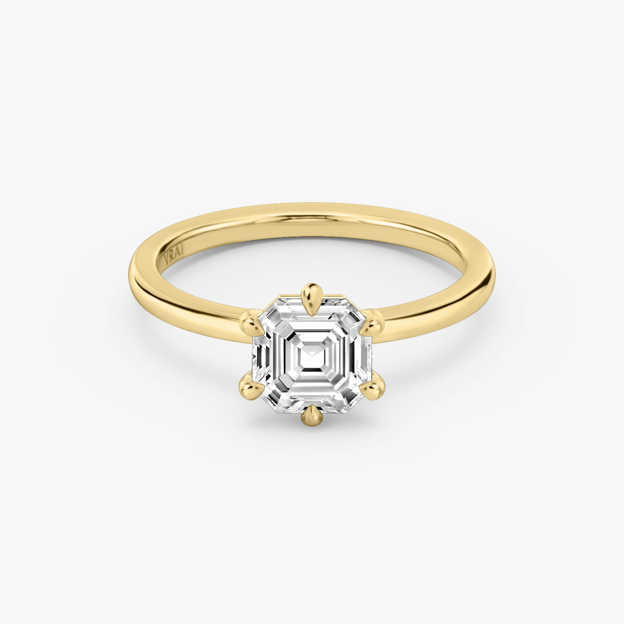 The Signature 6 Prong | Asscher | 18k | Yellow Gold | bandAccent: Plain | bandWidth: standard | hiddenHalo: no | diamondOrientation: vertical | caratWeight: other