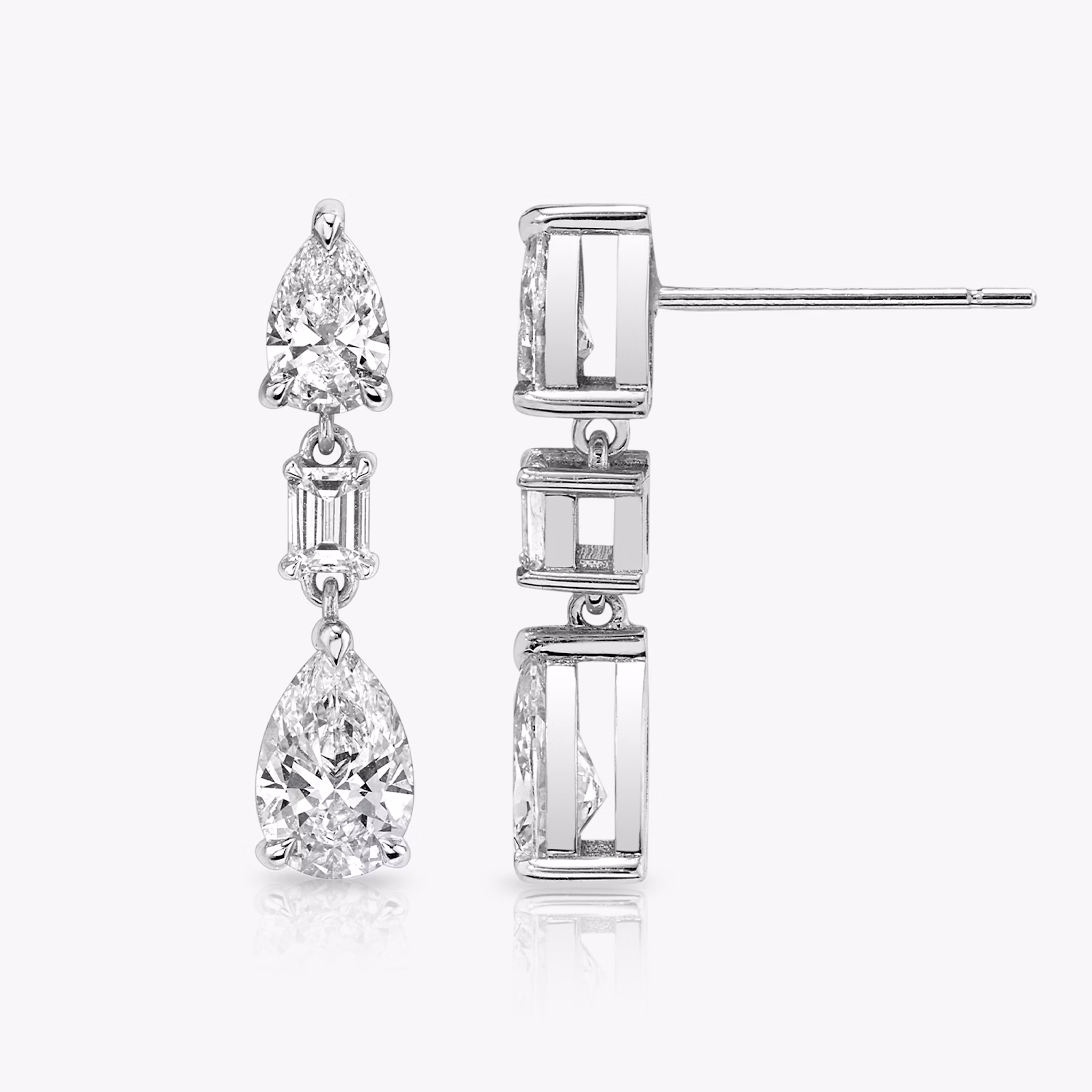 Del Sol Drop Earring | pear+emerald | 14k | White Gold