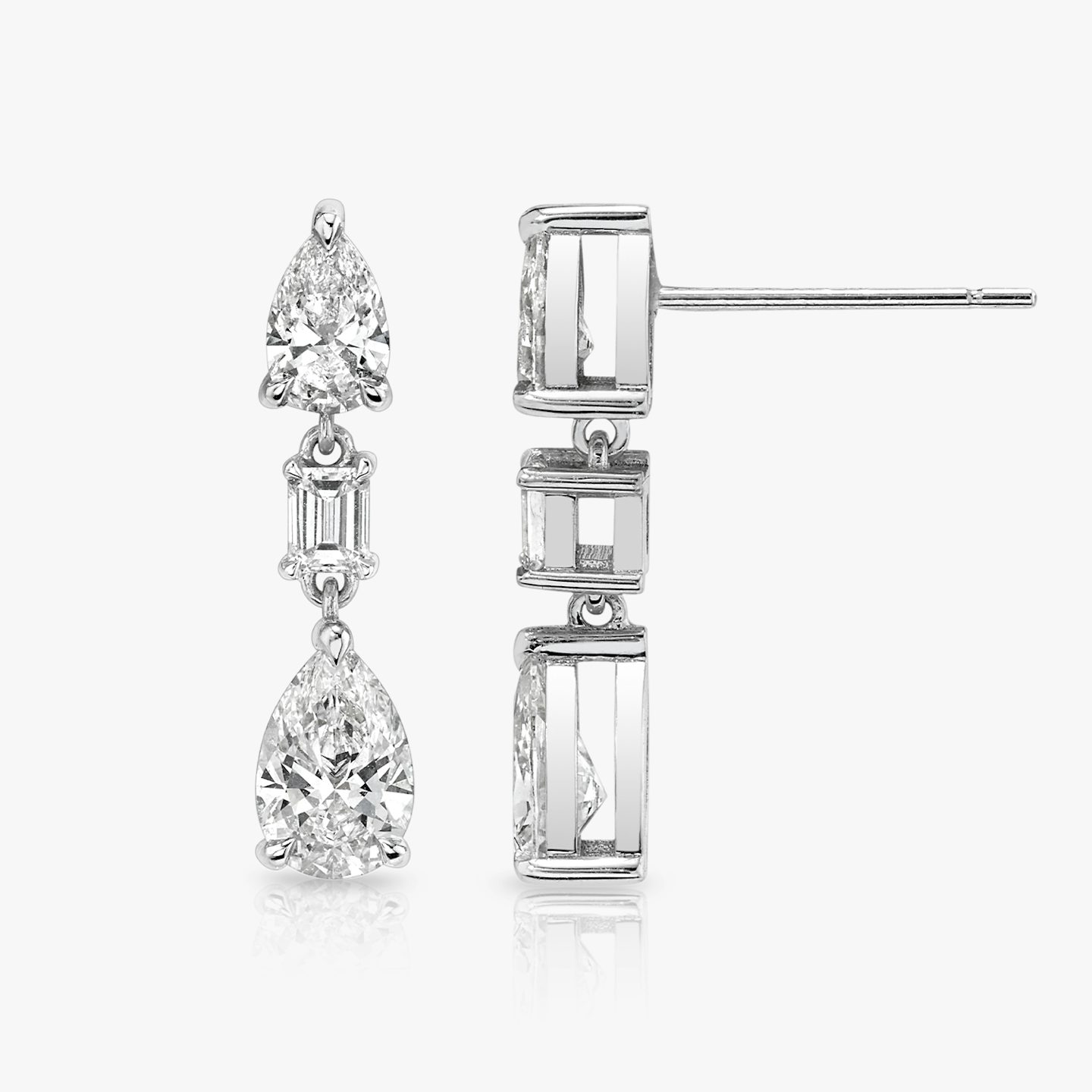 Del Sol Drop Earring | pear+emerald | 14k | White Gold