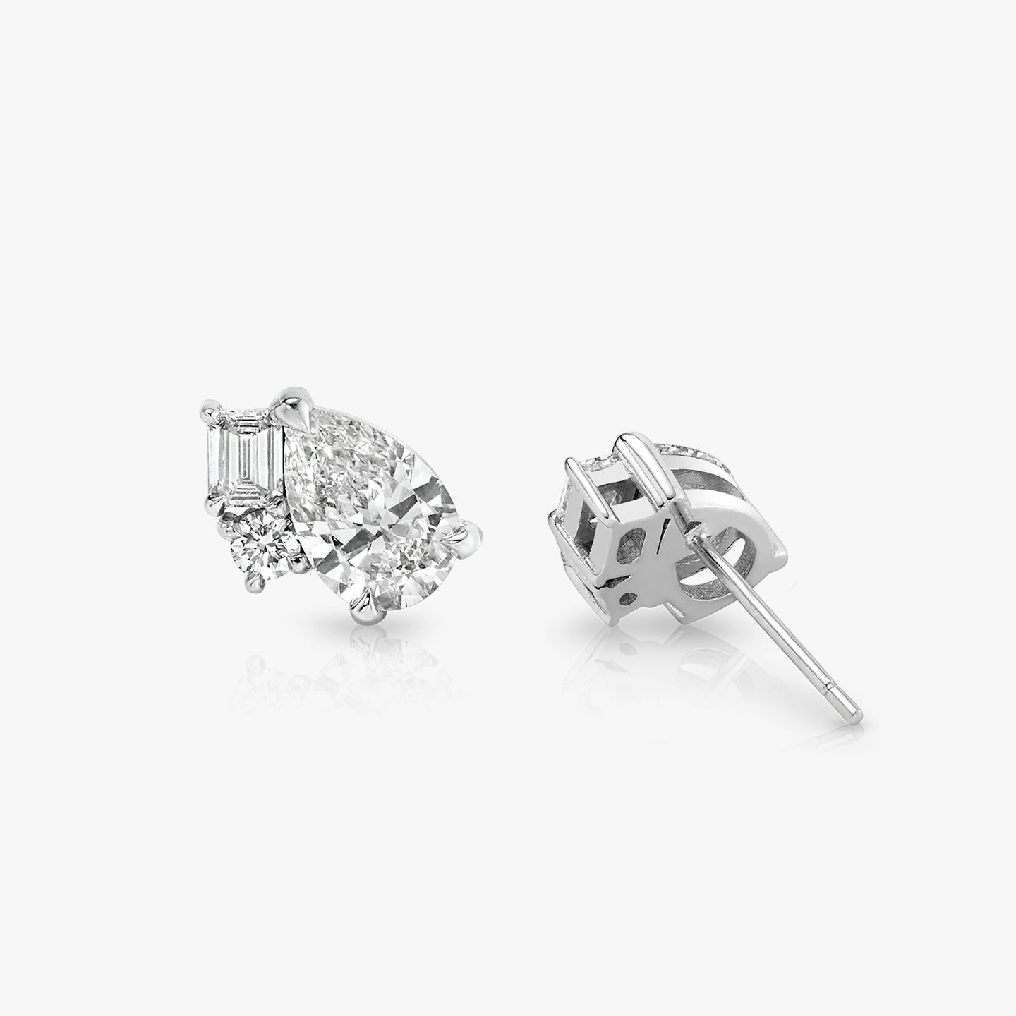 Chateau Stud | pear+emerald | 14k | White Gold