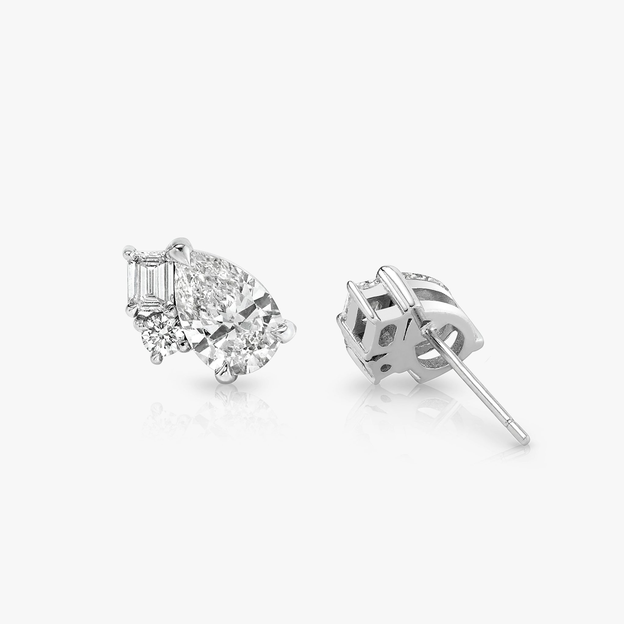 Chateau Stud | pear+emerald | 14k | White Gold