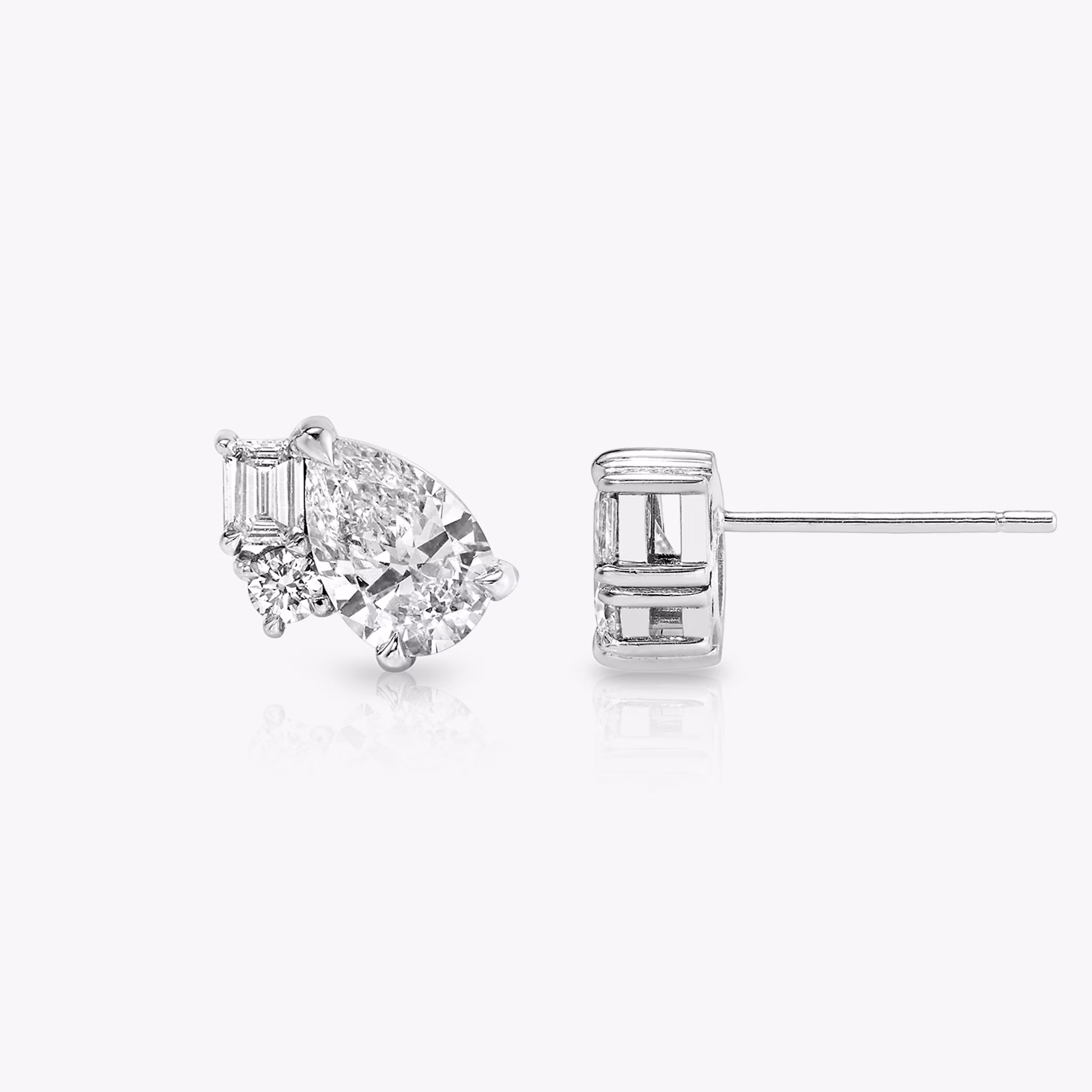 Chateau Stud | pear+emerald | 14k | White Gold