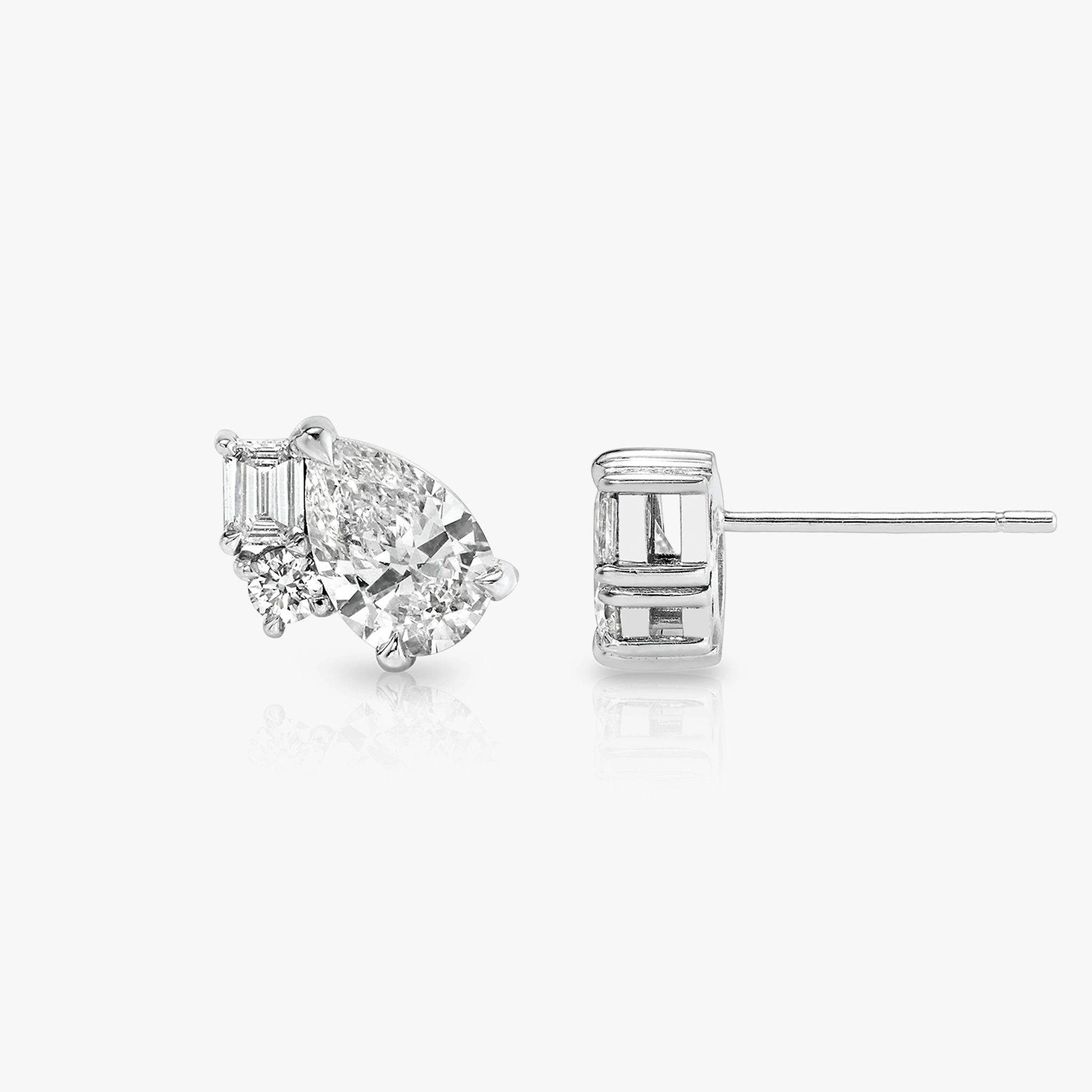 Chateau Stud | pear+emerald | 14k | White Gold