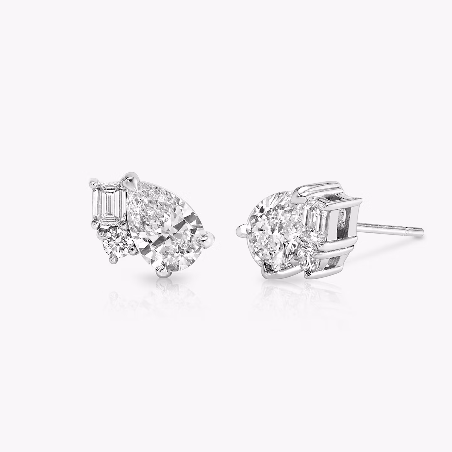 Chateau Stud | pear+emerald | 14k | White Gold