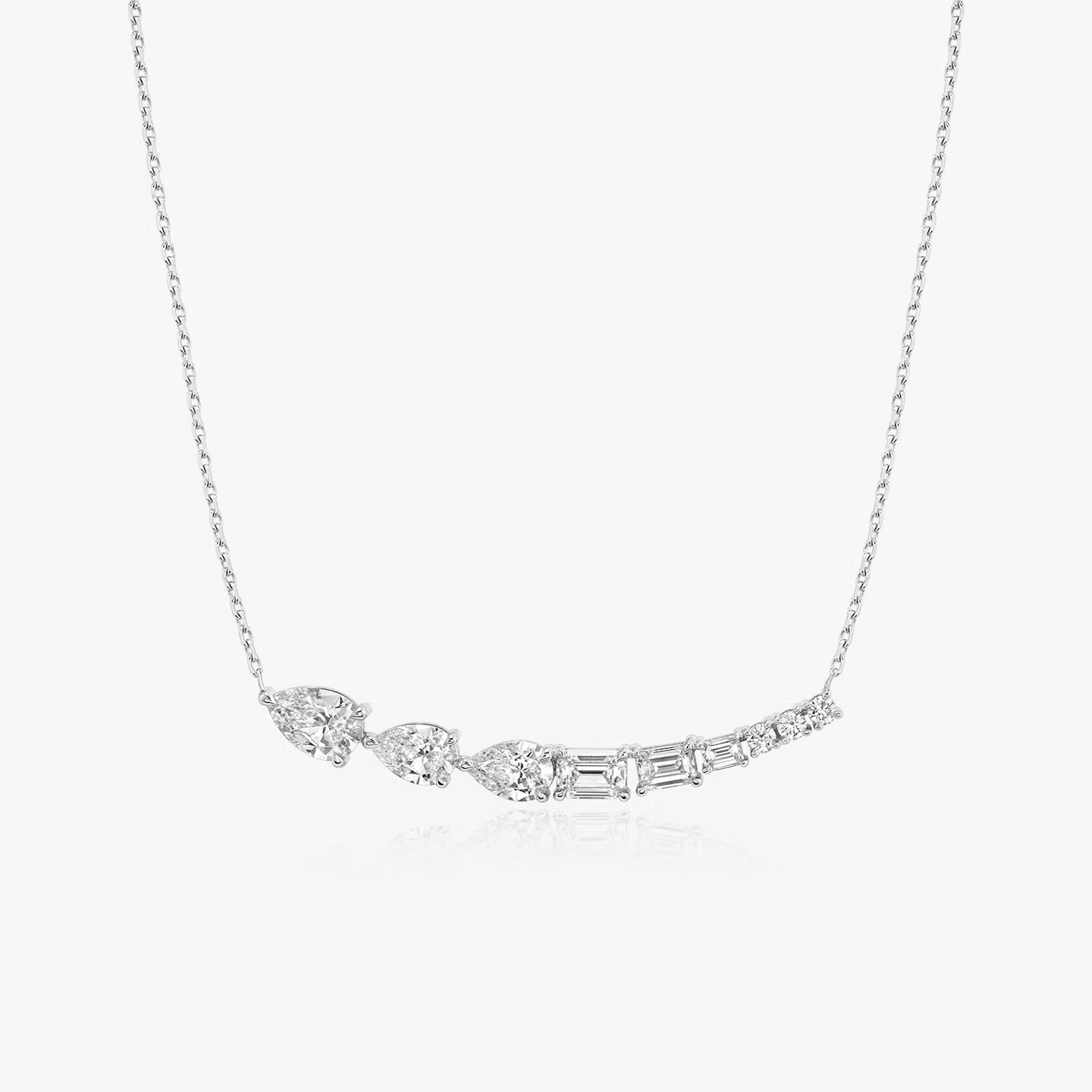 Neptune Floating Necklace pear+round-brilliant+emerald | White Gold