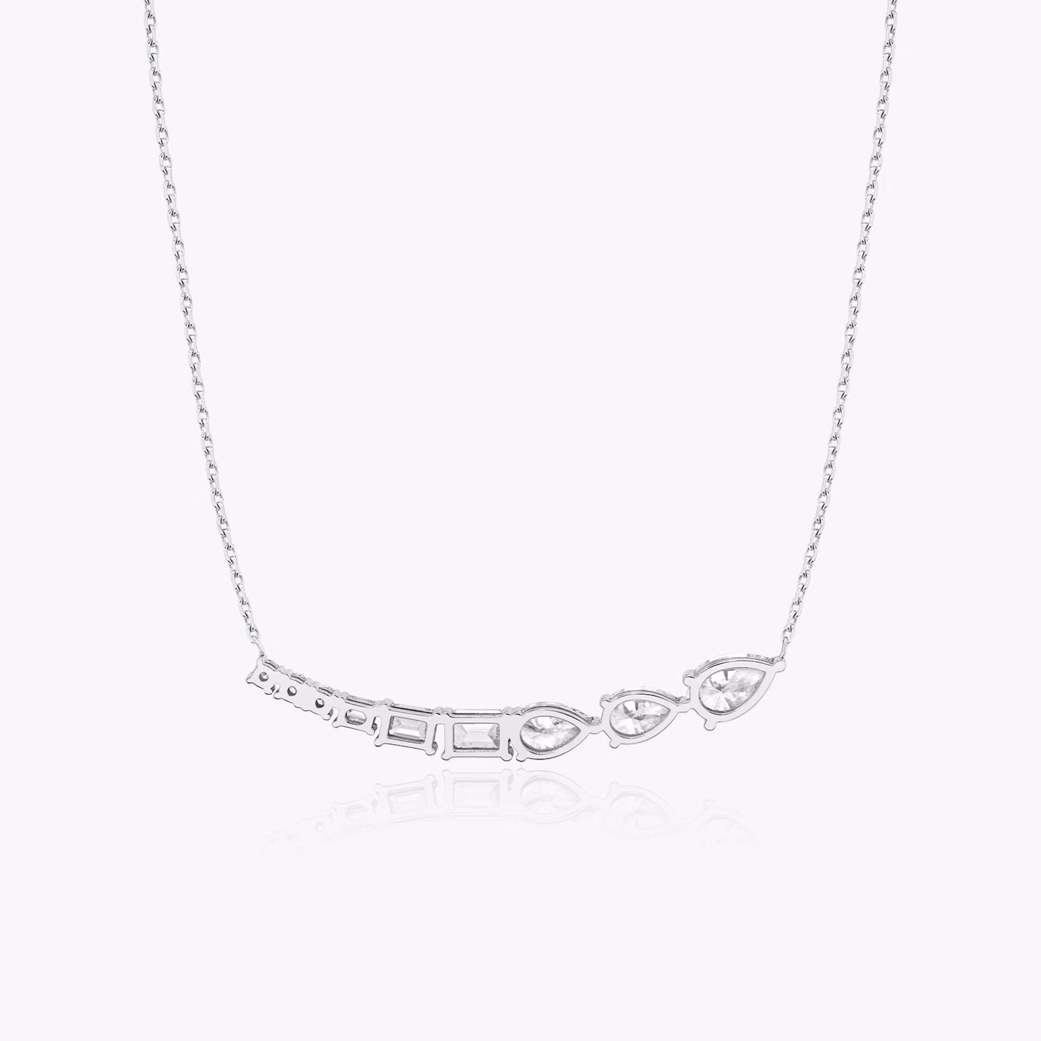 Neptune Floating Necklace | pear+round-brilliant+emerald | 14k | White Gold | chainLength: 16-18