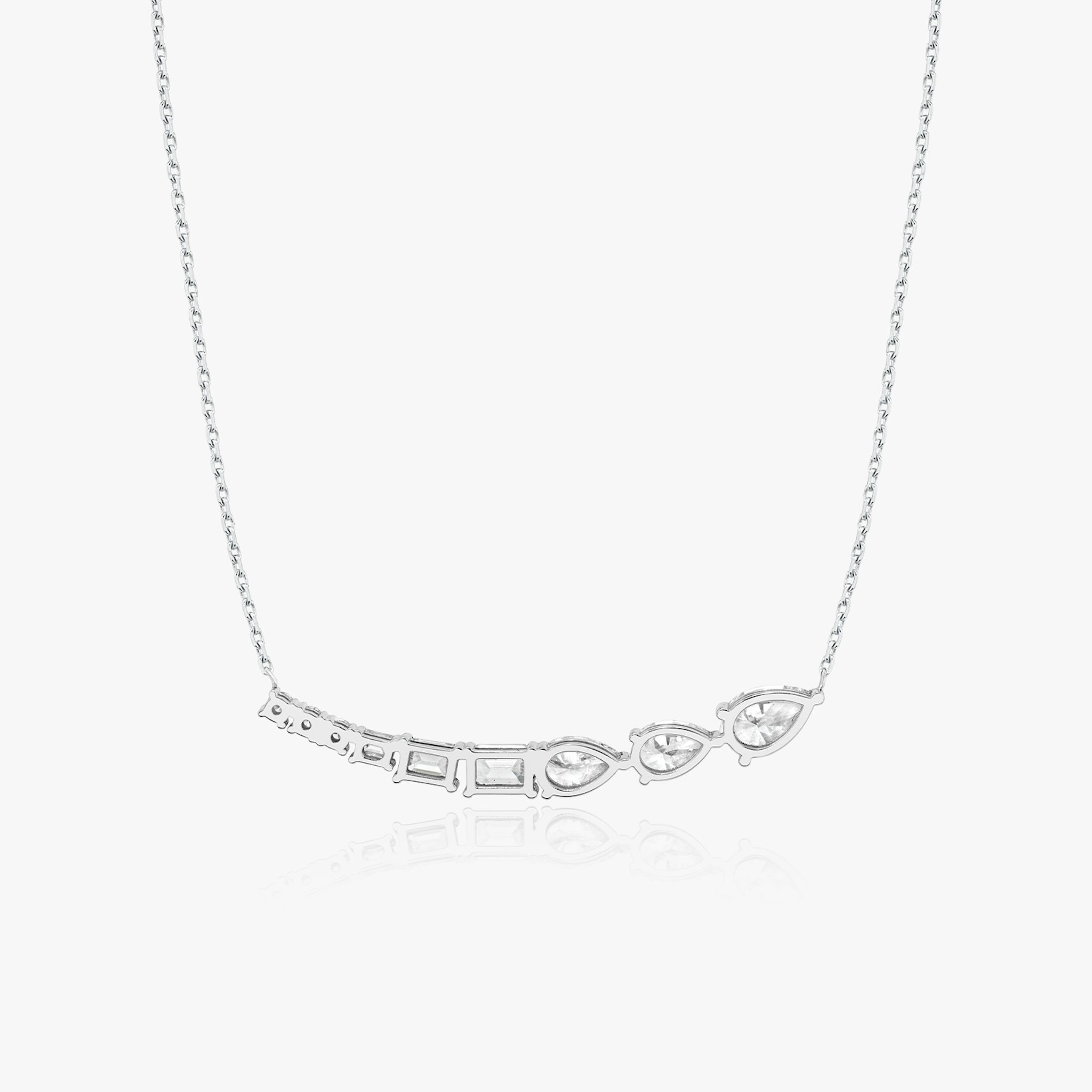 Neptune Floating Necklace | pear+round-brilliant+emerald | 14k | White Gold | chainLength: 16-18