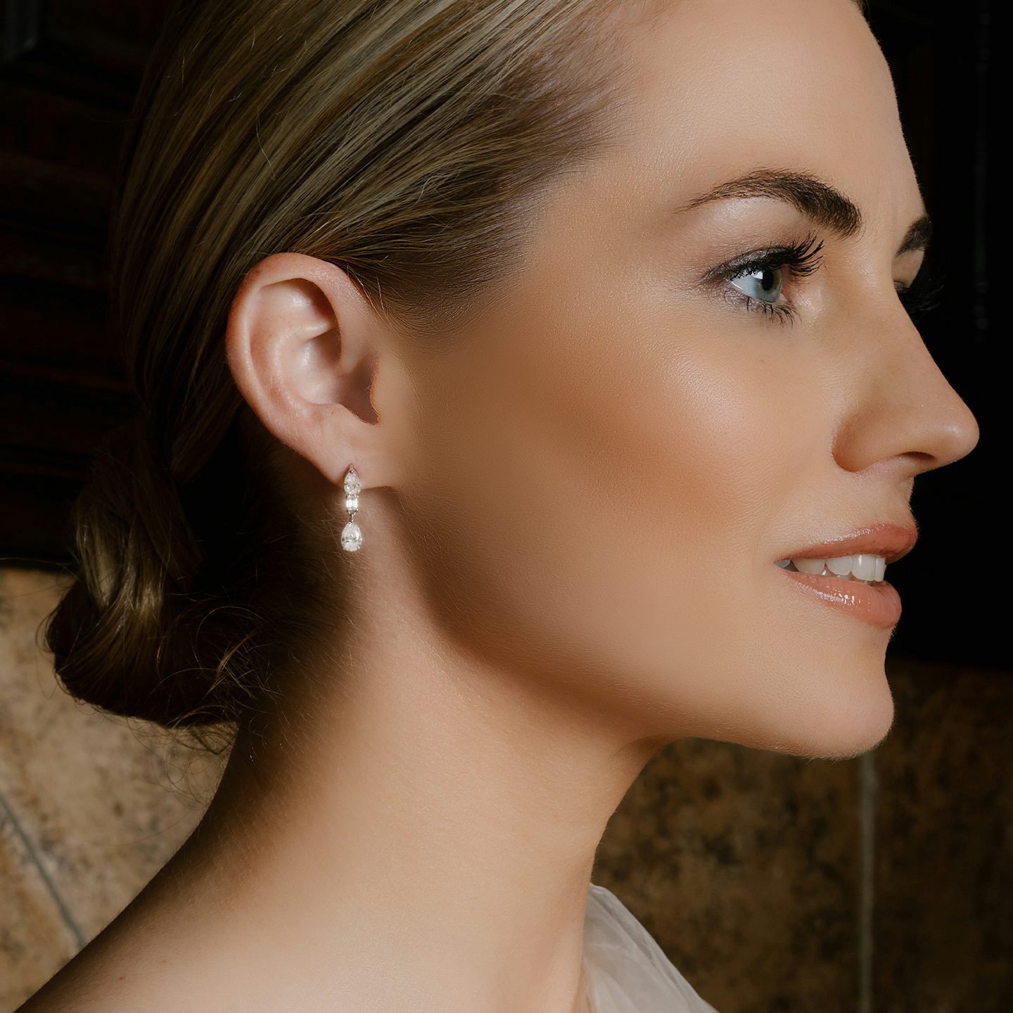 Del Sol Drop Earring | pear+emerald | 14k | White Gold