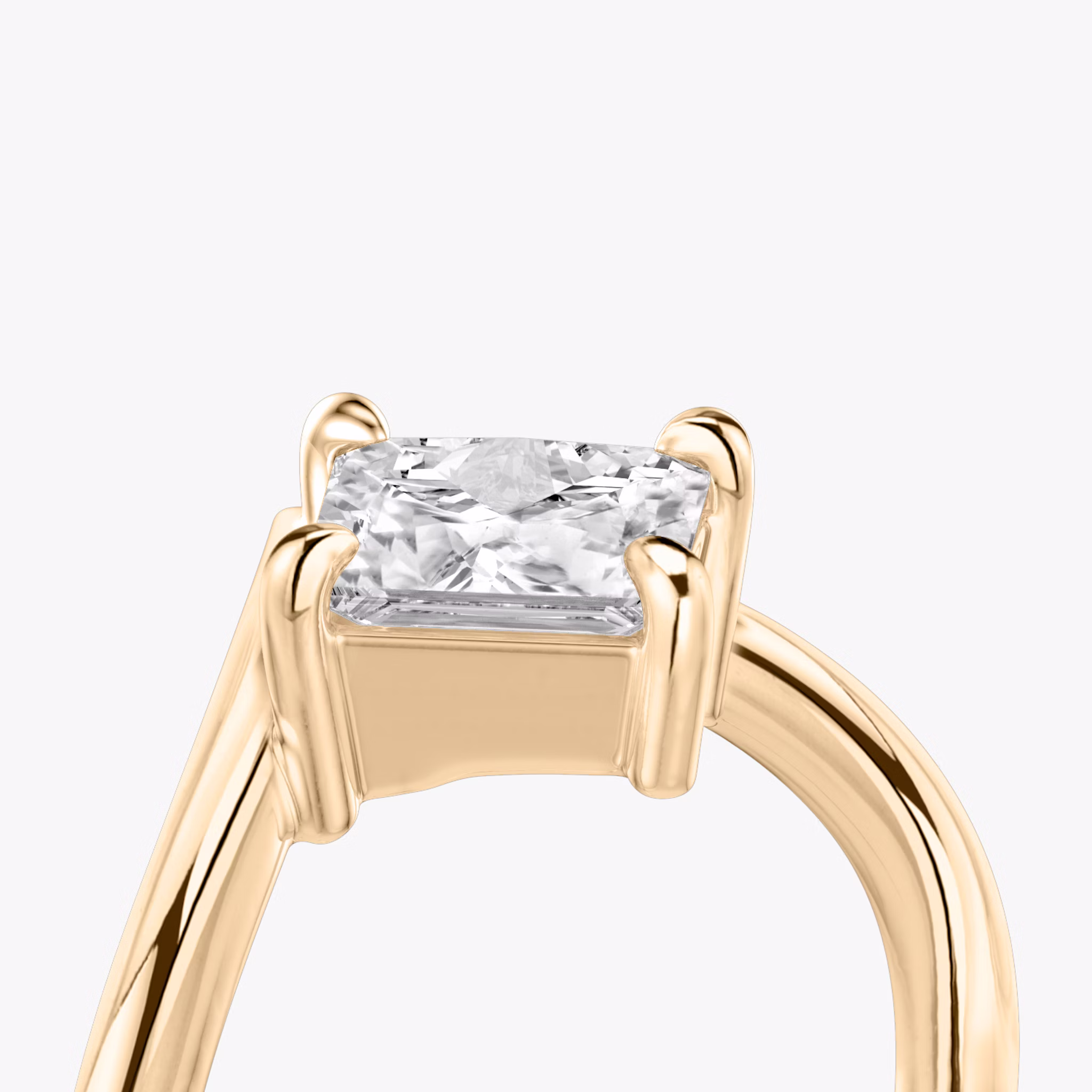 The Signature V | Asscher | 14k | Rose Gold | bandAccent: Plain | diamondOrientation: vertical | caratWeight: other