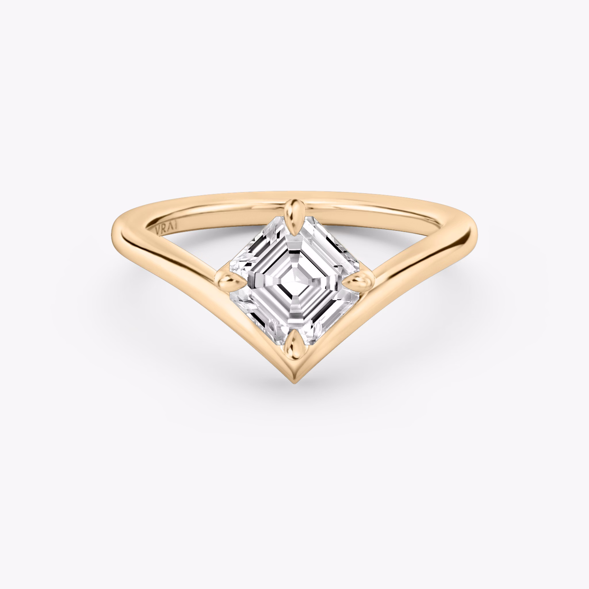 The Signature V | Asscher | 14k | Rose Gold | bandAccent: Plain | diamondOrientation: vertical | caratWeight: other
