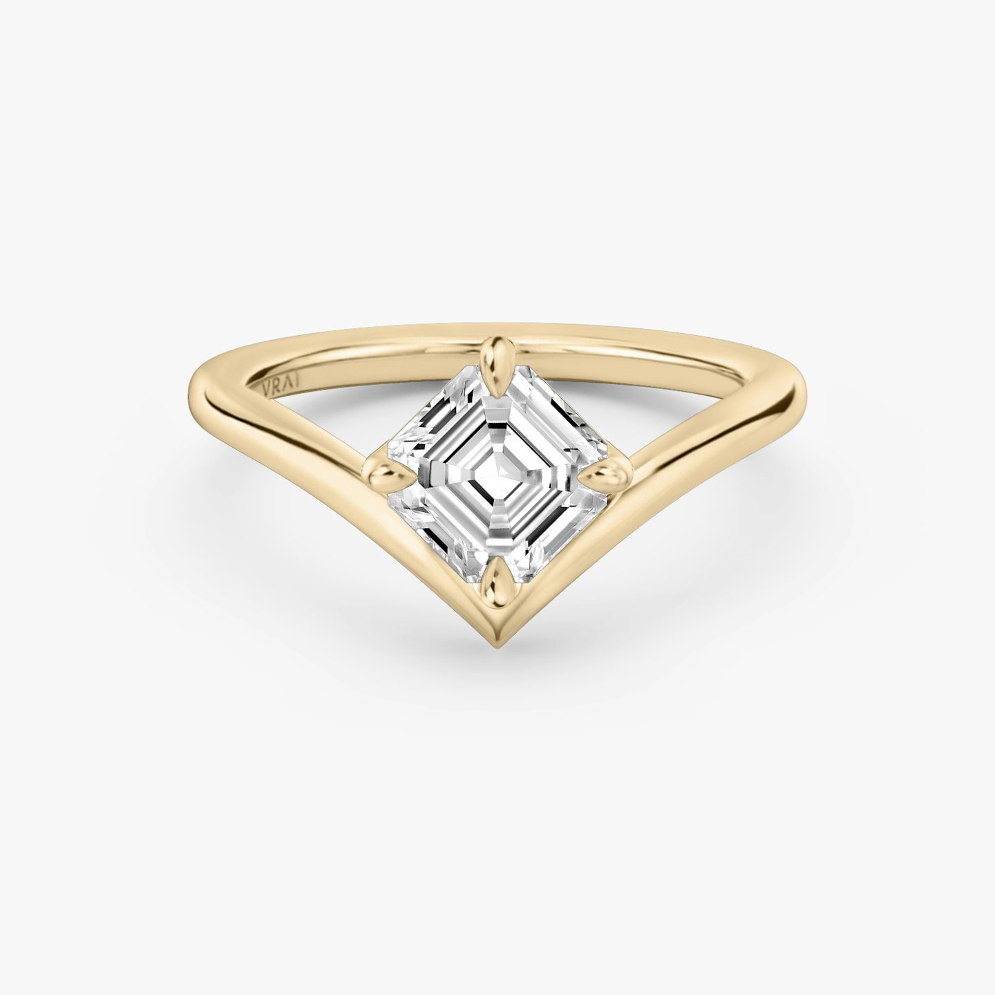 The Signature V | Asscher | 14k | Rose Gold | bandAccent: Plain | diamondOrientation: vertical | caratWeight: other