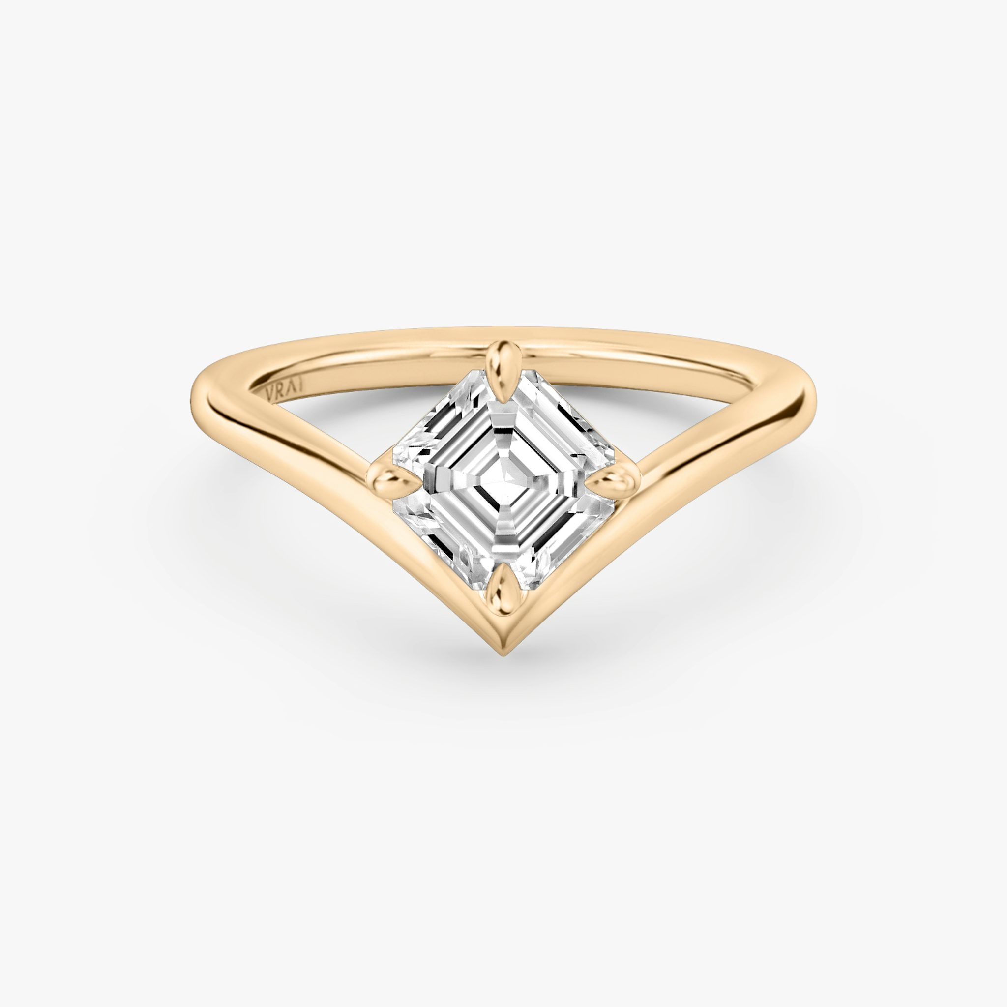 The Signature V | Asscher | 14k | Rose Gold | bandAccent: Plain | diamondOrientation: vertical | caratWeight: other