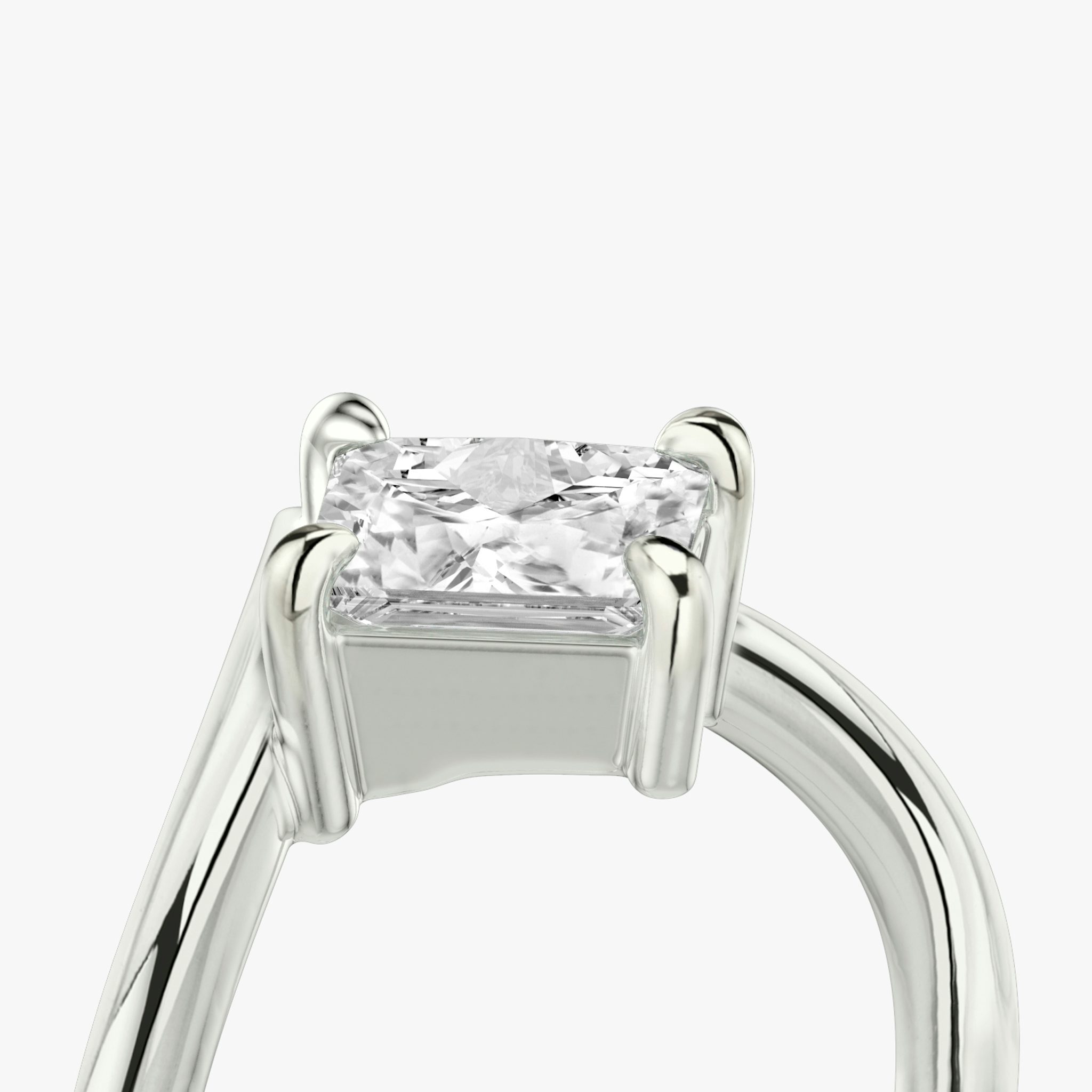 Anillo de compromiso Signature V | Asscher | 18k | Oro blanco | bandAccent: Simple | diamondOrientation: vertical | caratWeight: other