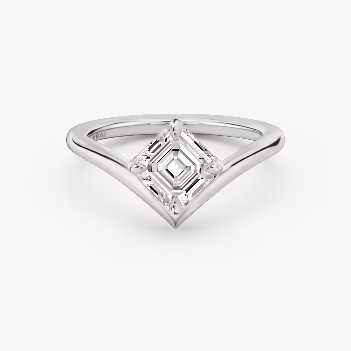 The Signature V | Asscher | Platinum | bandAccent: Plain | diamondOrientation: vertical | caratWeight: other