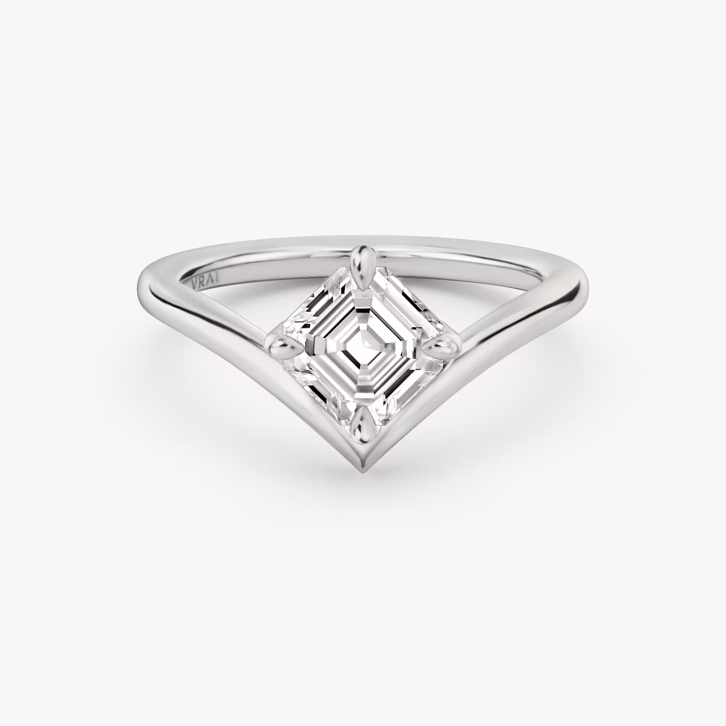 The Signature V | Asscher | Platinum | bandAccent: Plain | diamondOrientation: vertical | caratWeight: other