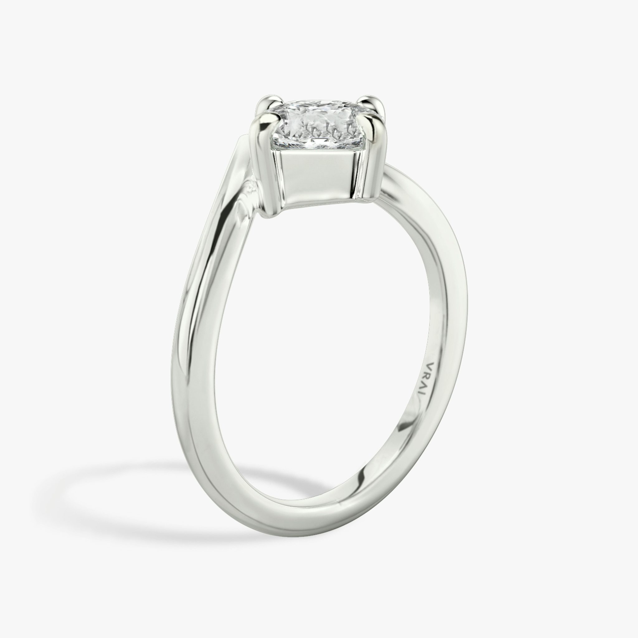 Anillo de compromiso Signature V | Asscher | 18k | Oro blanco | bandAccent: Simple | diamondOrientation: vertical | caratWeight: other