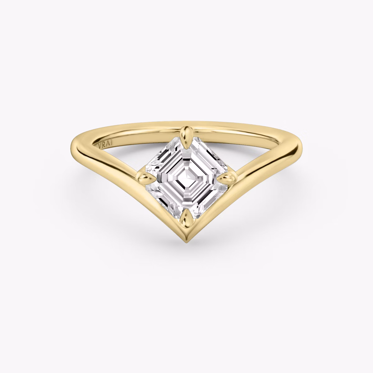 The Signature V | Asscher | 18k | Yellow Gold | bandAccent: Plain | diamondOrientation: vertical | caratWeight: other