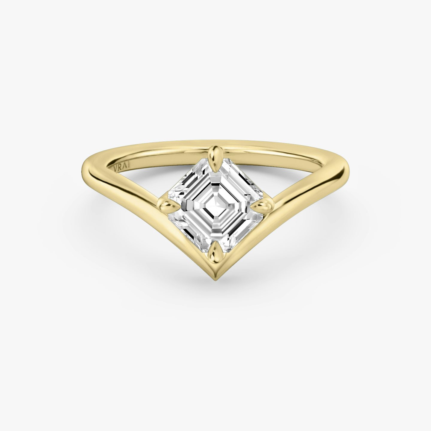 The Signature V | Asscher | 18k | Yellow Gold | bandAccent: Plain | diamondOrientation: vertical | caratWeight: other
