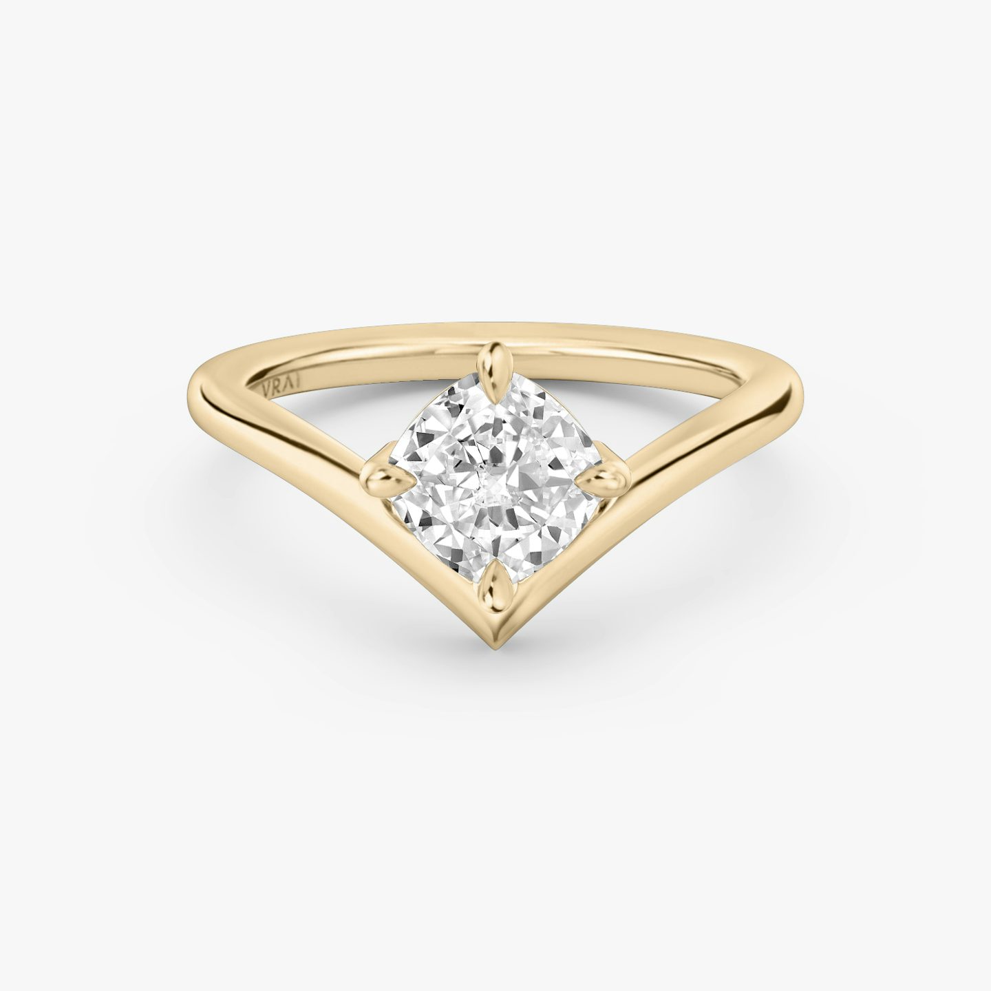 The Signature V | Cushion | 14k | Rose Gold | bandAccent: Plain | diamondOrientation: vertical | caratWeight: other