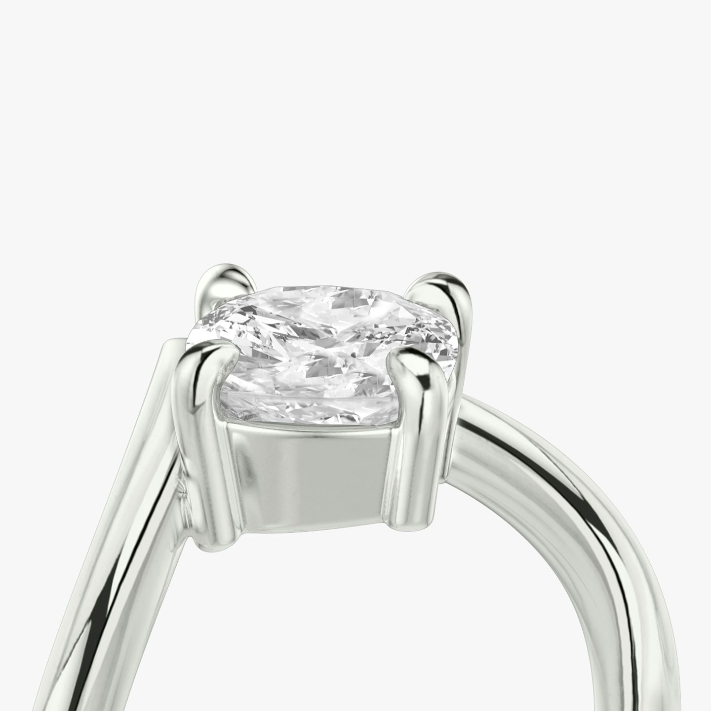 Anillo de compromiso Signature V | Cojín | Platino | bandAccent: Simple | diamondOrientation: vertical | caratWeight: other