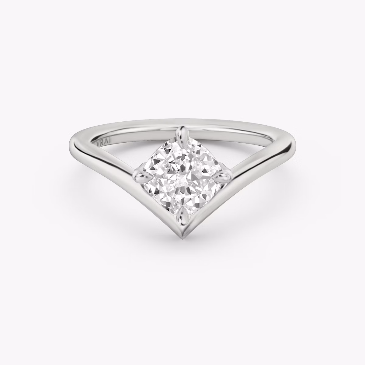 Signature V Cushion diamond ring