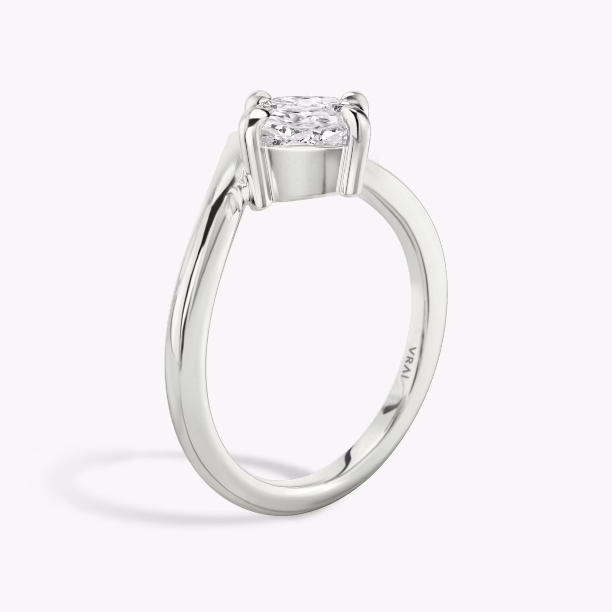 The Signature V | Cushion | 18k | White Gold | bandAccent: Plain | diamondOrientation: vertical | caratWeight: other