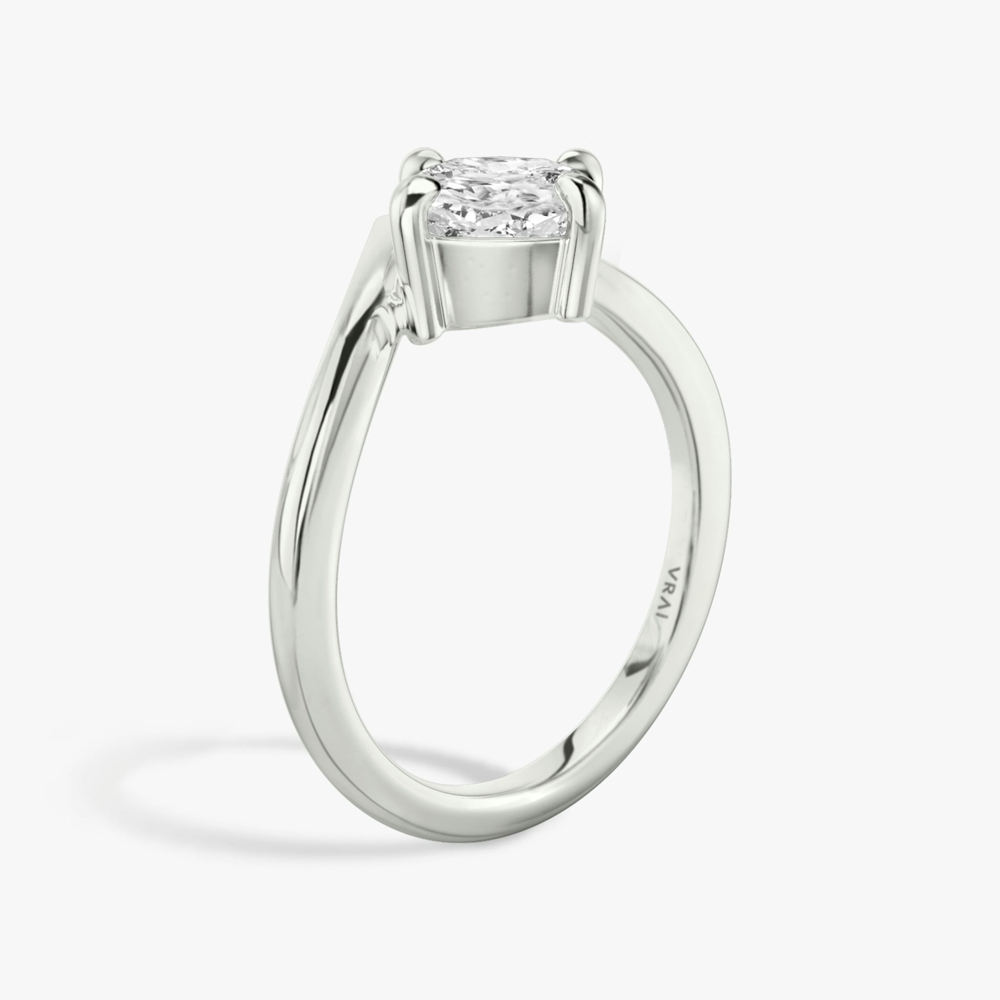 The Signature V | Cushion | 18k | White Gold | bandAccent: Plain | diamondOrientation: vertical | caratWeight: other