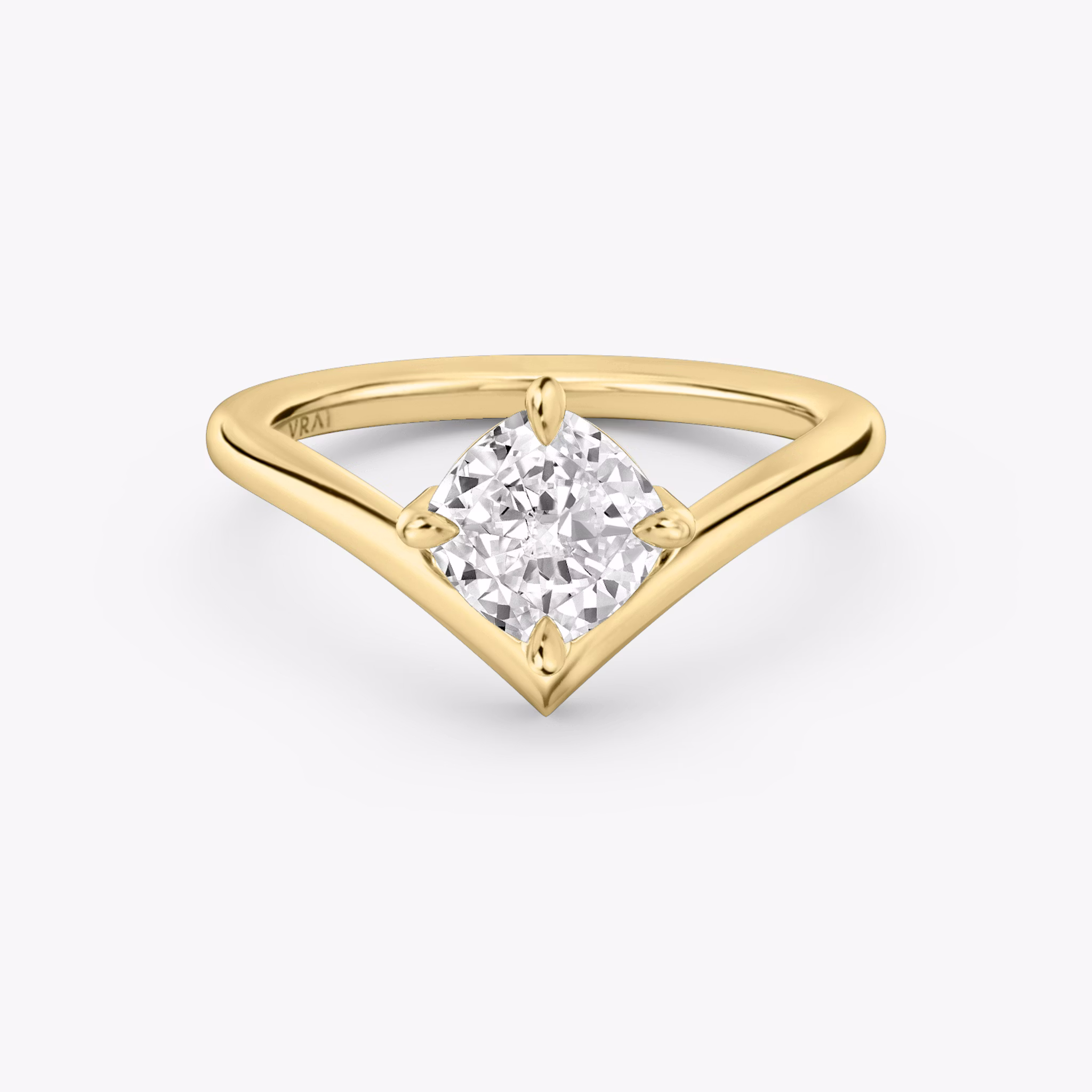 The Signature V | Cushion | 18k | Yellow Gold | bandAccent: Plain | diamondOrientation: vertical | caratWeight: other