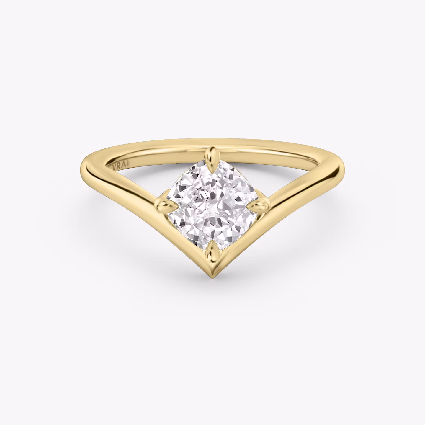 The Signature V | Cushion | 18k | Yellow Gold | bandAccent: Plain | diamondOrientation: vertical | caratWeight: other