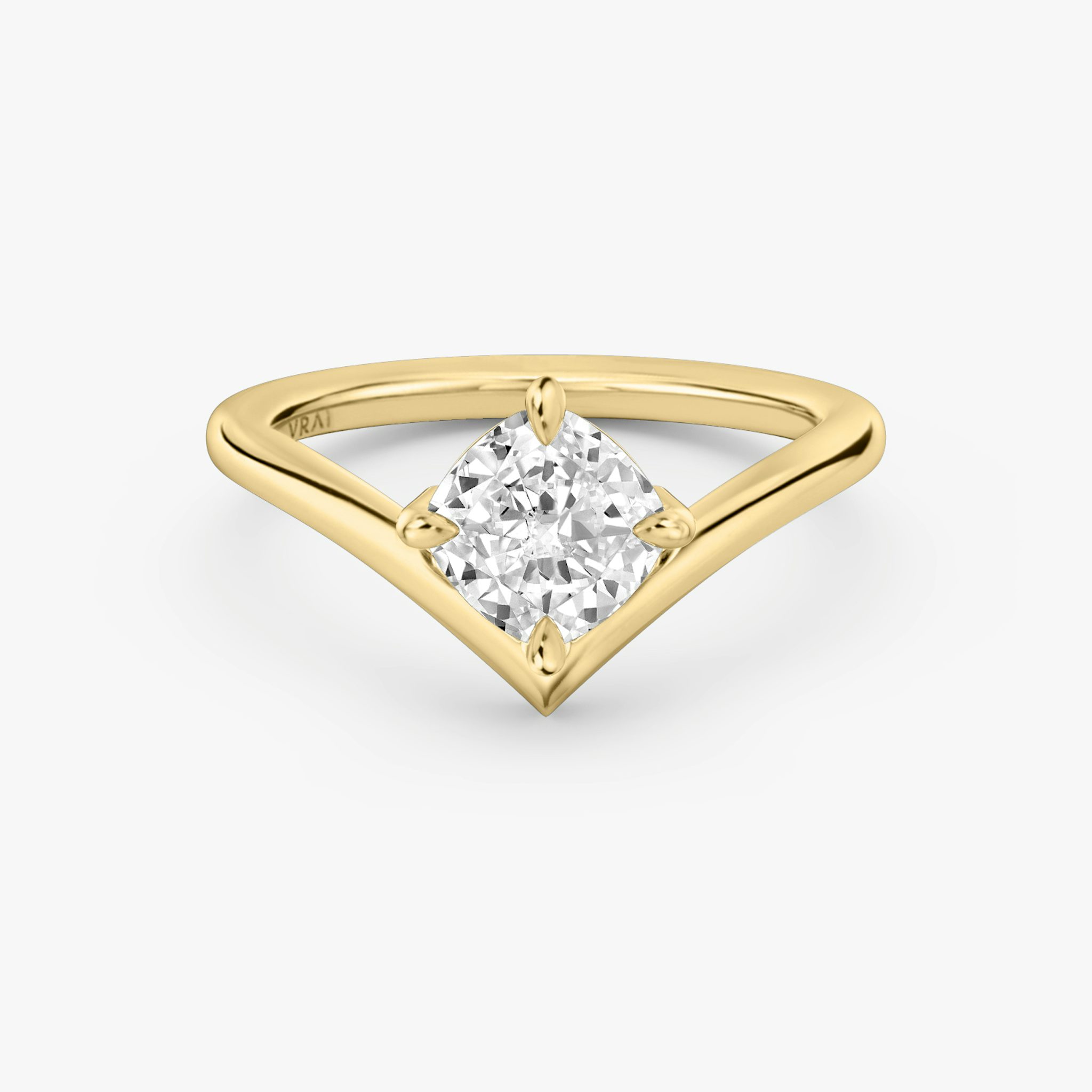 The Signature V | Cushion | 18k | Yellow Gold | bandAccent: Plain | diamondOrientation: vertical | caratWeight: other