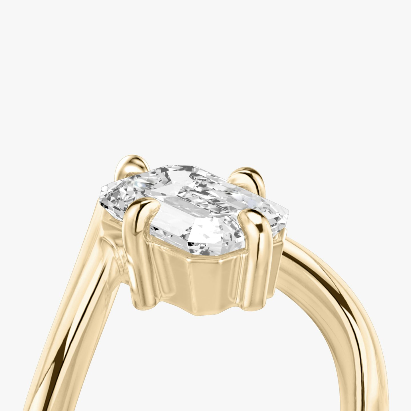 The Signature V | Emerald | 14k | Rose Gold | bandAccent: Plain | diamondOrientation: vertical | caratWeight: other