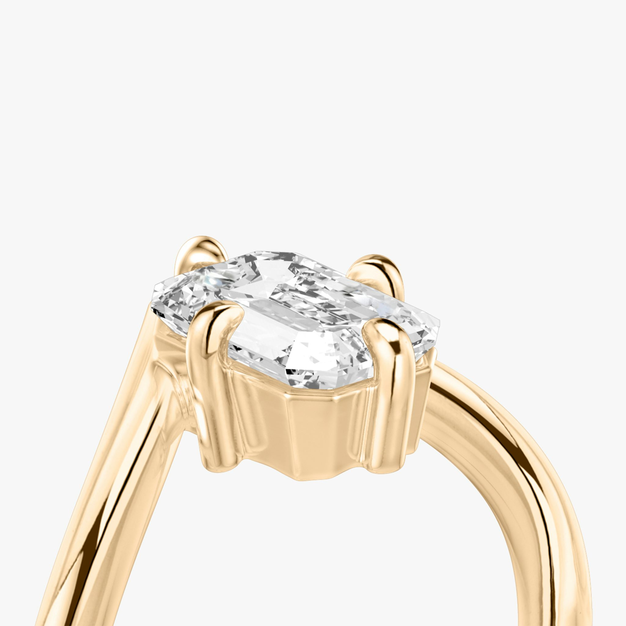 The Signature V | Emerald | 14k | Rose Gold | bandAccent: Plain | diamondOrientation: vertical | caratWeight: other