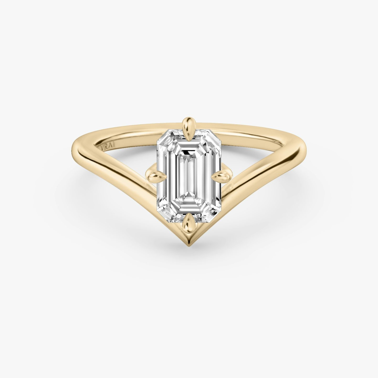 The Signature V | Emerald | 14k | Rose Gold | bandAccent: Plain | diamondOrientation: vertical | caratWeight: other